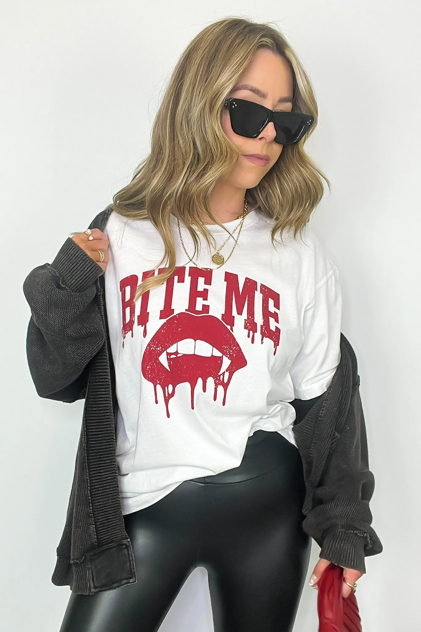 Bite Me Vintage Oversized Graphic Tee - FINAL SALE