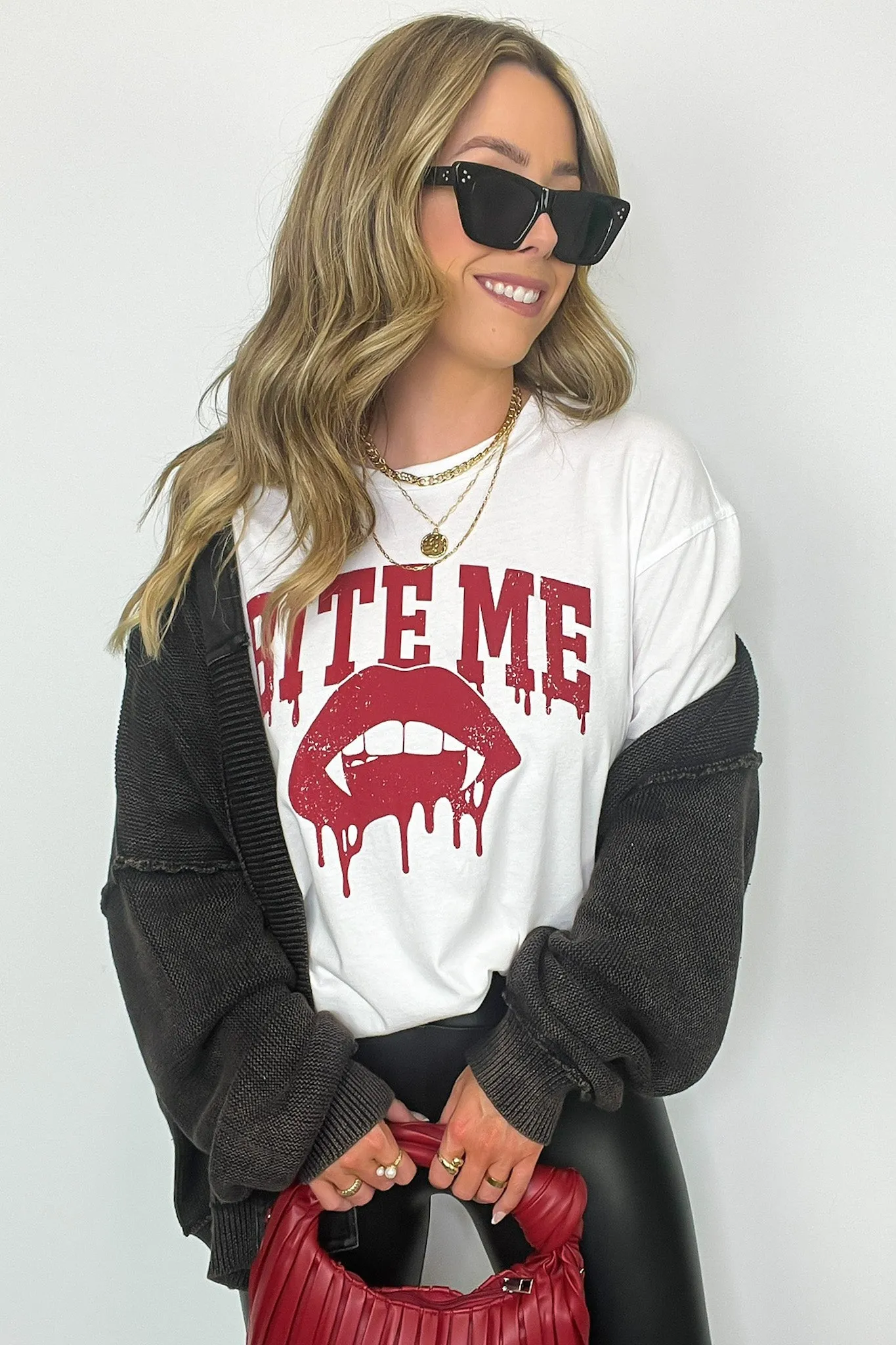 Bite Me Vintage Oversized Graphic Tee - FINAL SALE