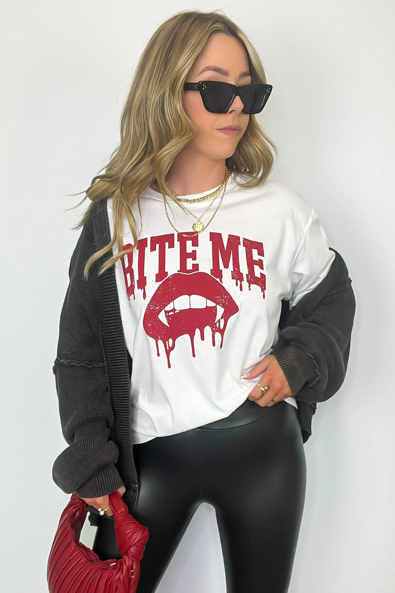 Bite Me Vintage Oversized Graphic Tee - FINAL SALE