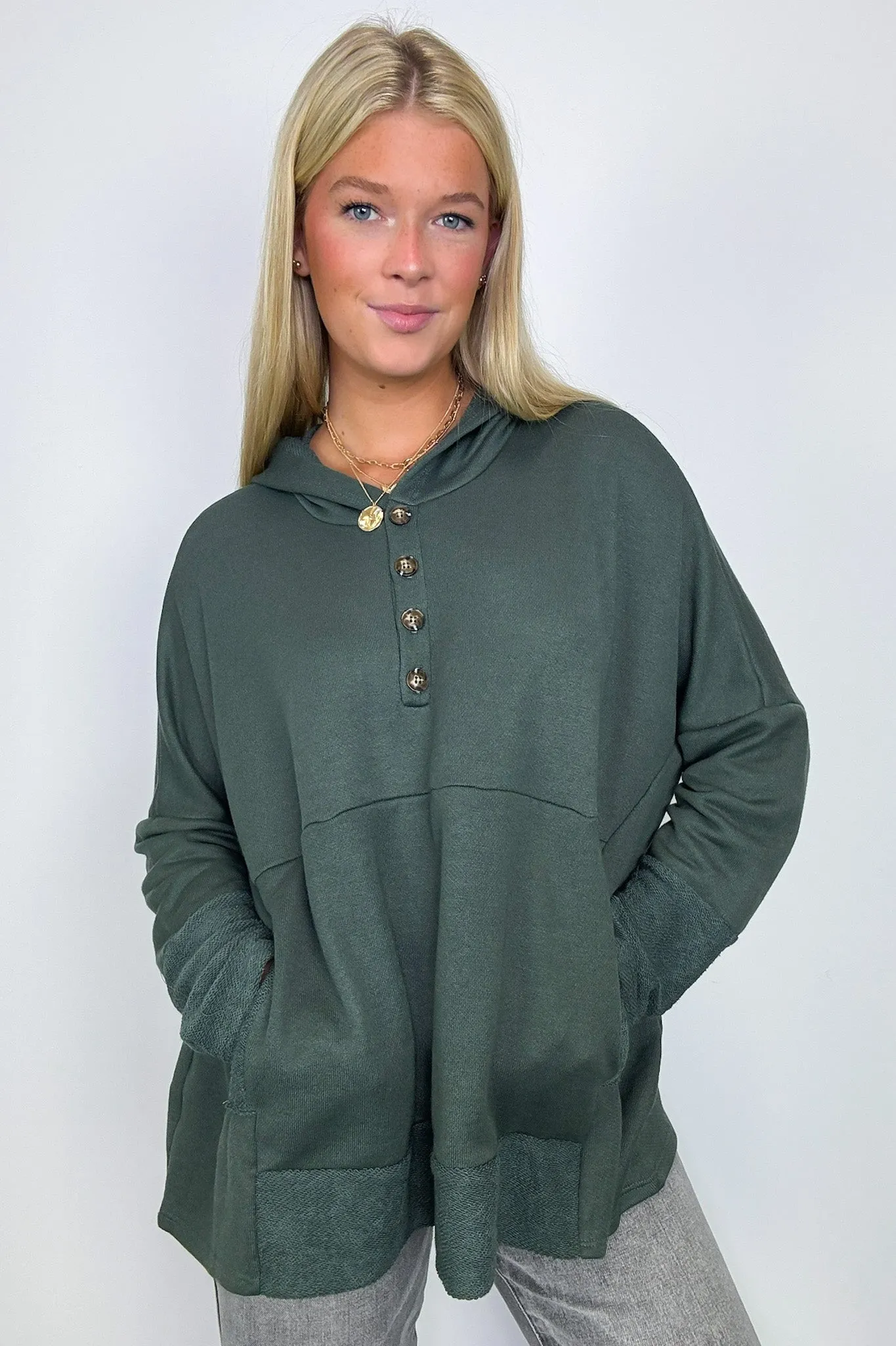 Boho Bliss Contrast Hooded Relaxed Fit Pullover - FINAL SALE