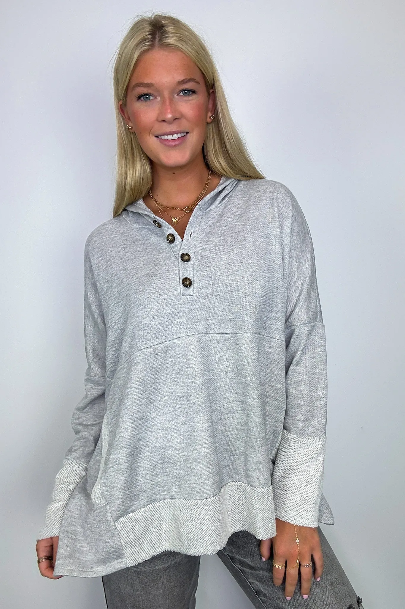 Boho Bliss Contrast Hooded Relaxed Fit Pullover - FINAL SALE
