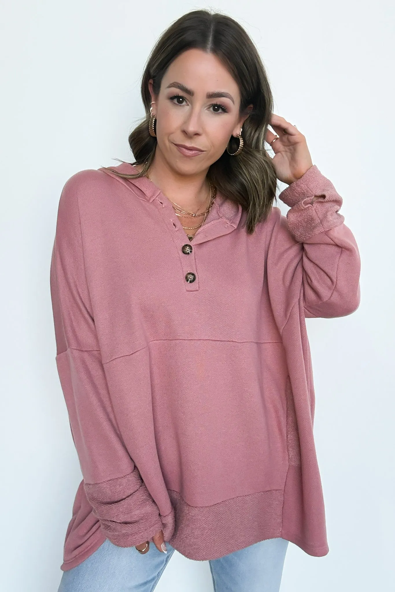 Boho Bliss Contrast Hooded Relaxed Fit Pullover - FINAL SALE