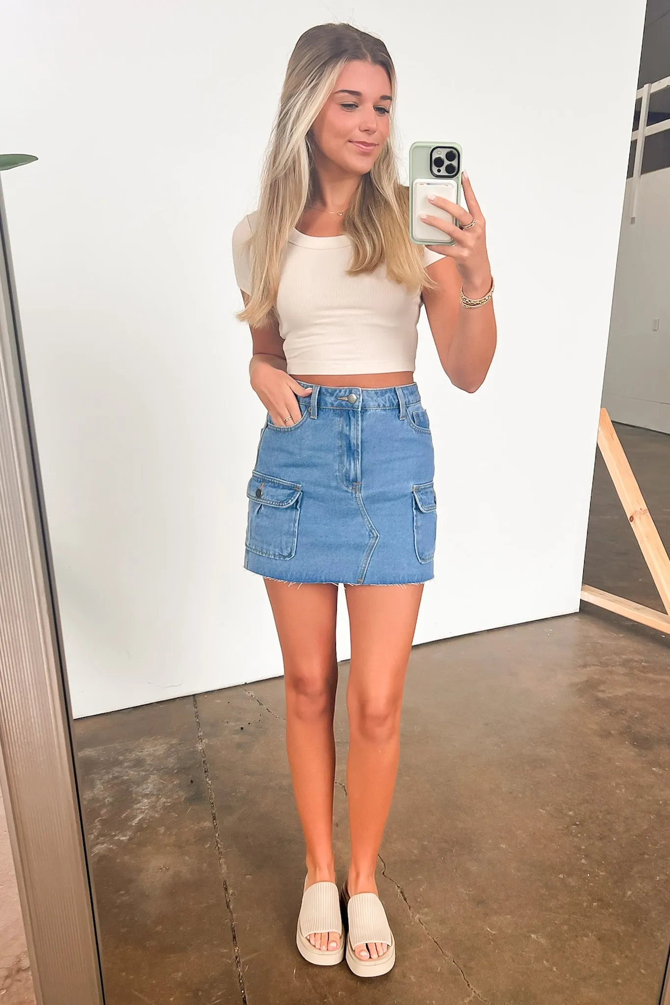 Bold Presence Denim Cargo Skirt - FINAL SALE