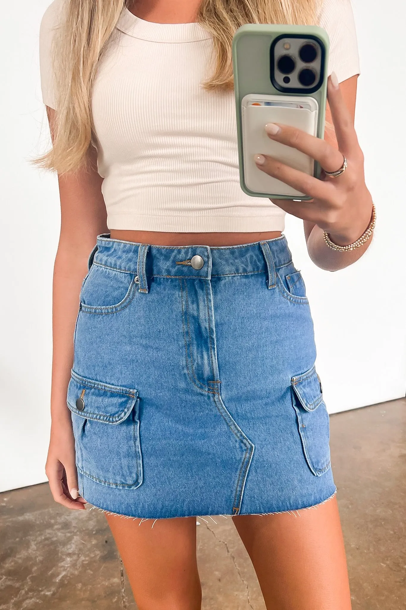 Bold Presence Denim Cargo Skirt - FINAL SALE