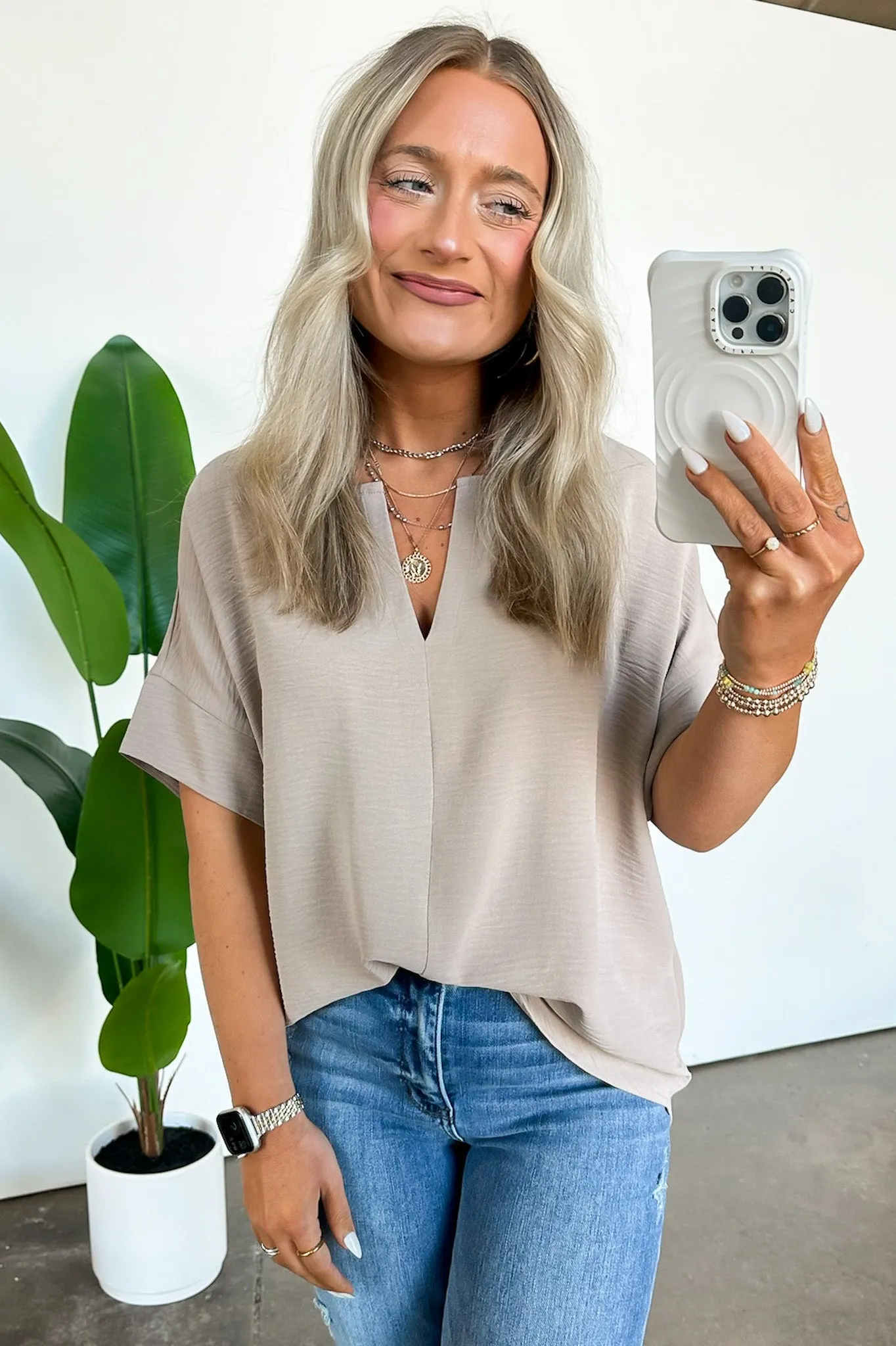 Brayan Split V-Neck Flowy Top - BACK IN STOCK