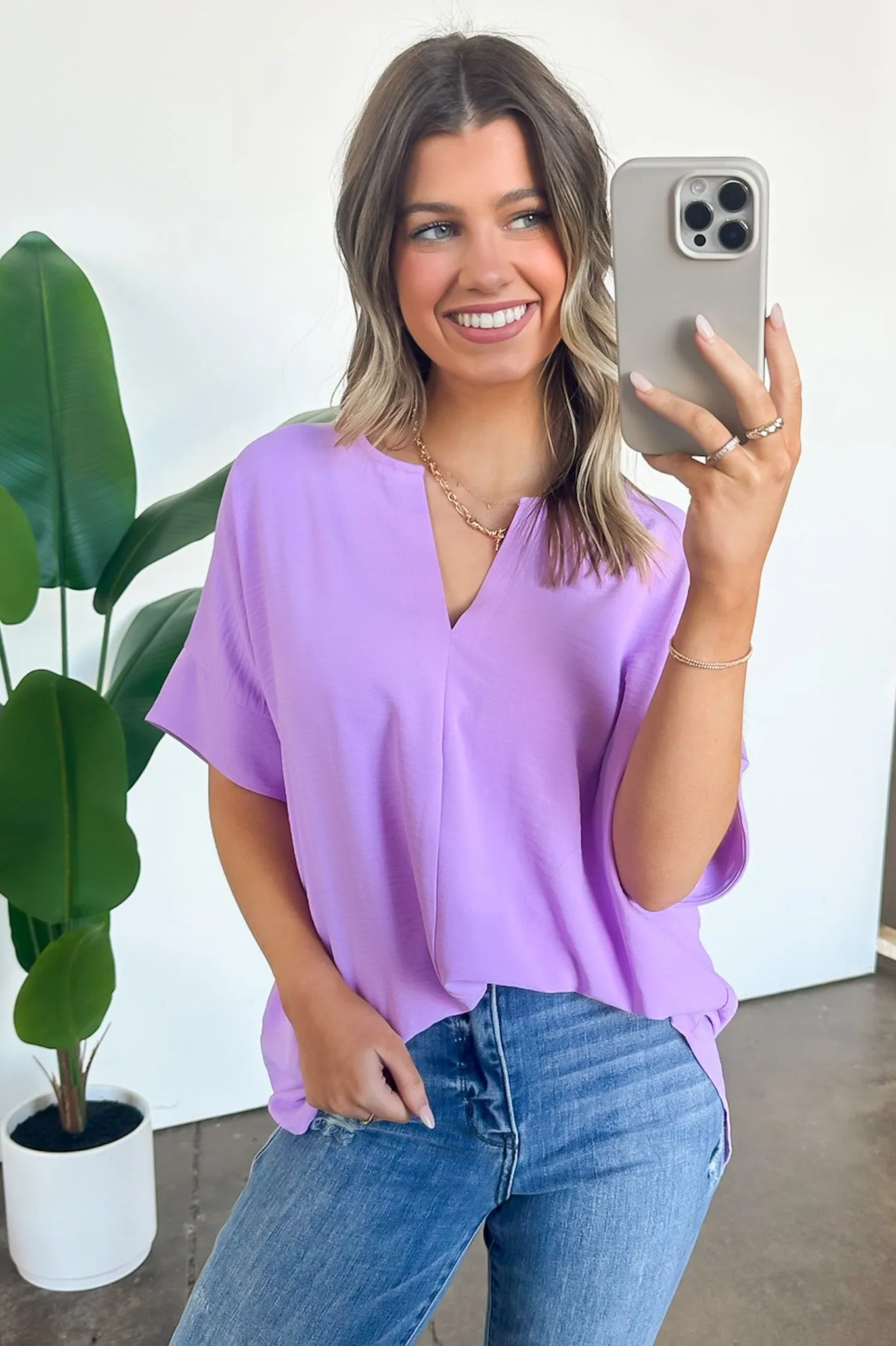 Brayan Split V-Neck Flowy Top - BACK IN STOCK