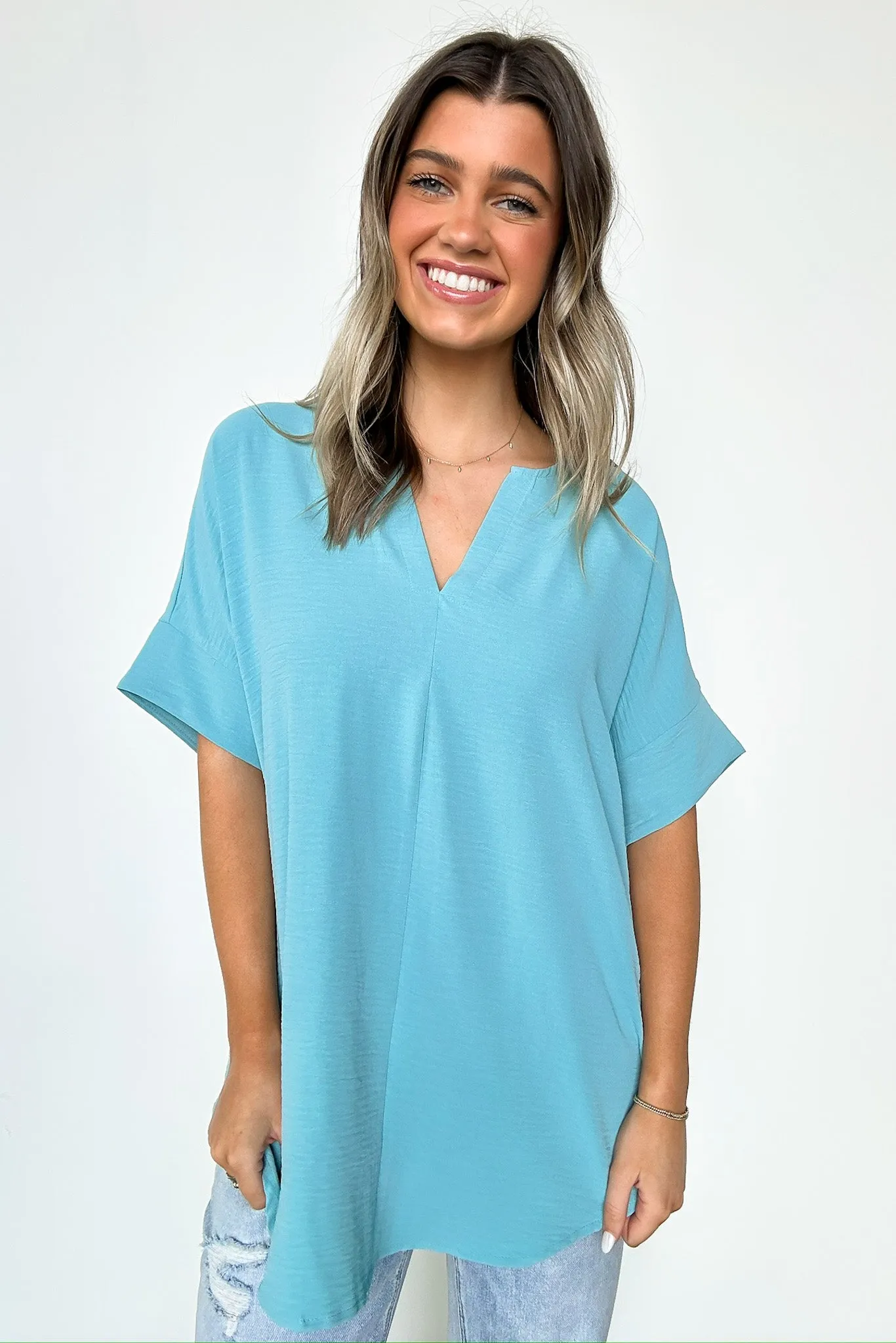 Brayan Split V-Neck Flowy Top - BACK IN STOCK