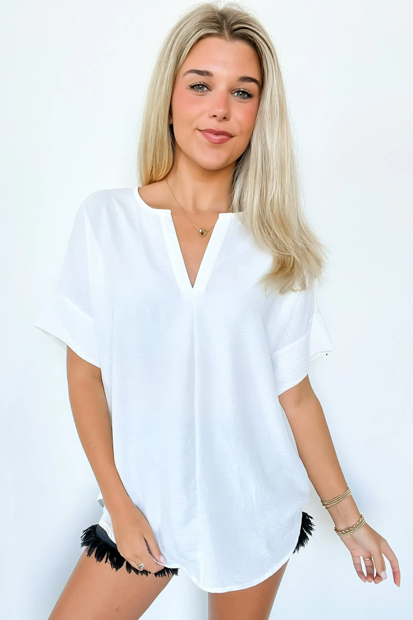 Brayan Split V-Neck Flowy Top - BACK IN STOCK