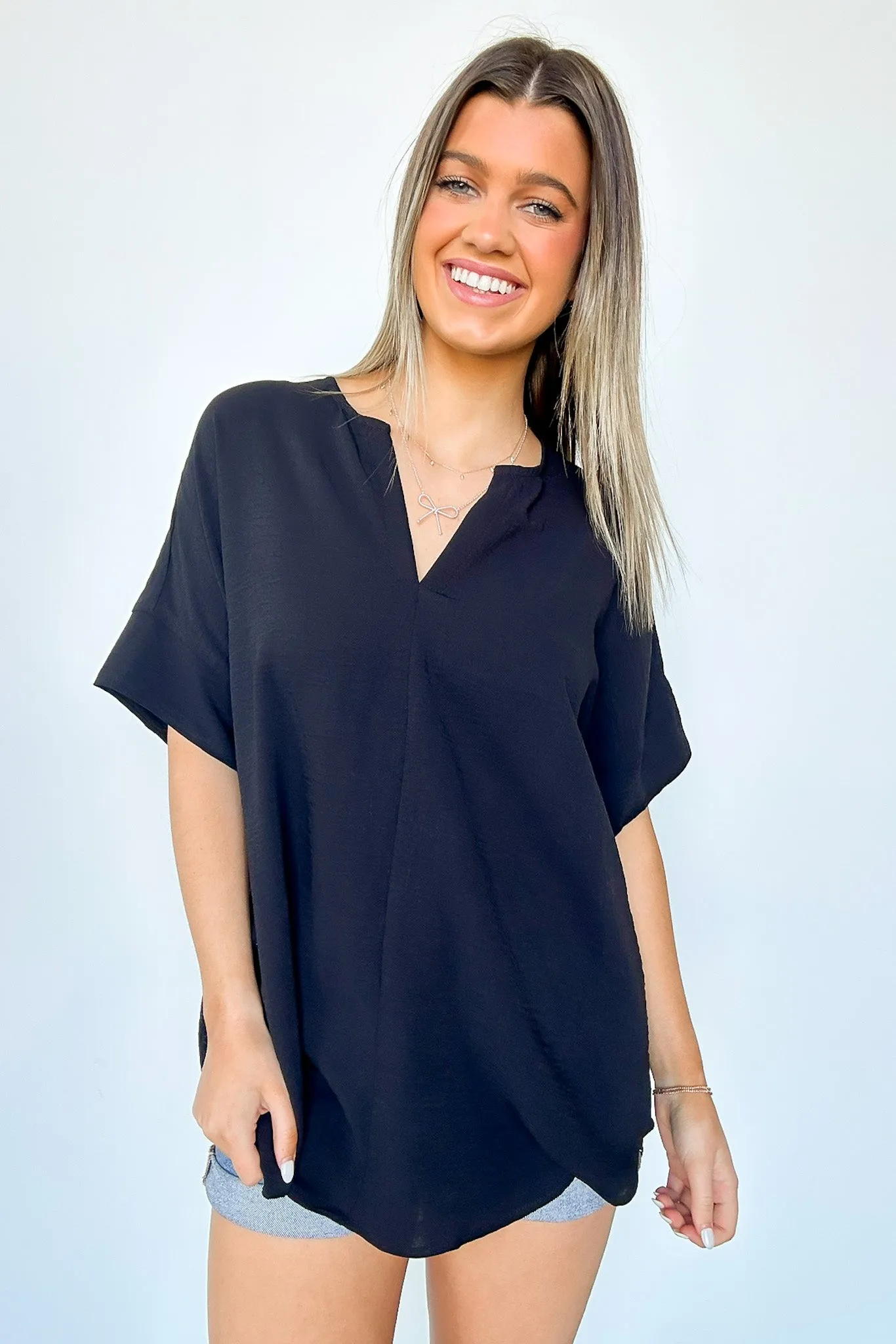 Brayan Split V-Neck Flowy Top - BACK IN STOCK
