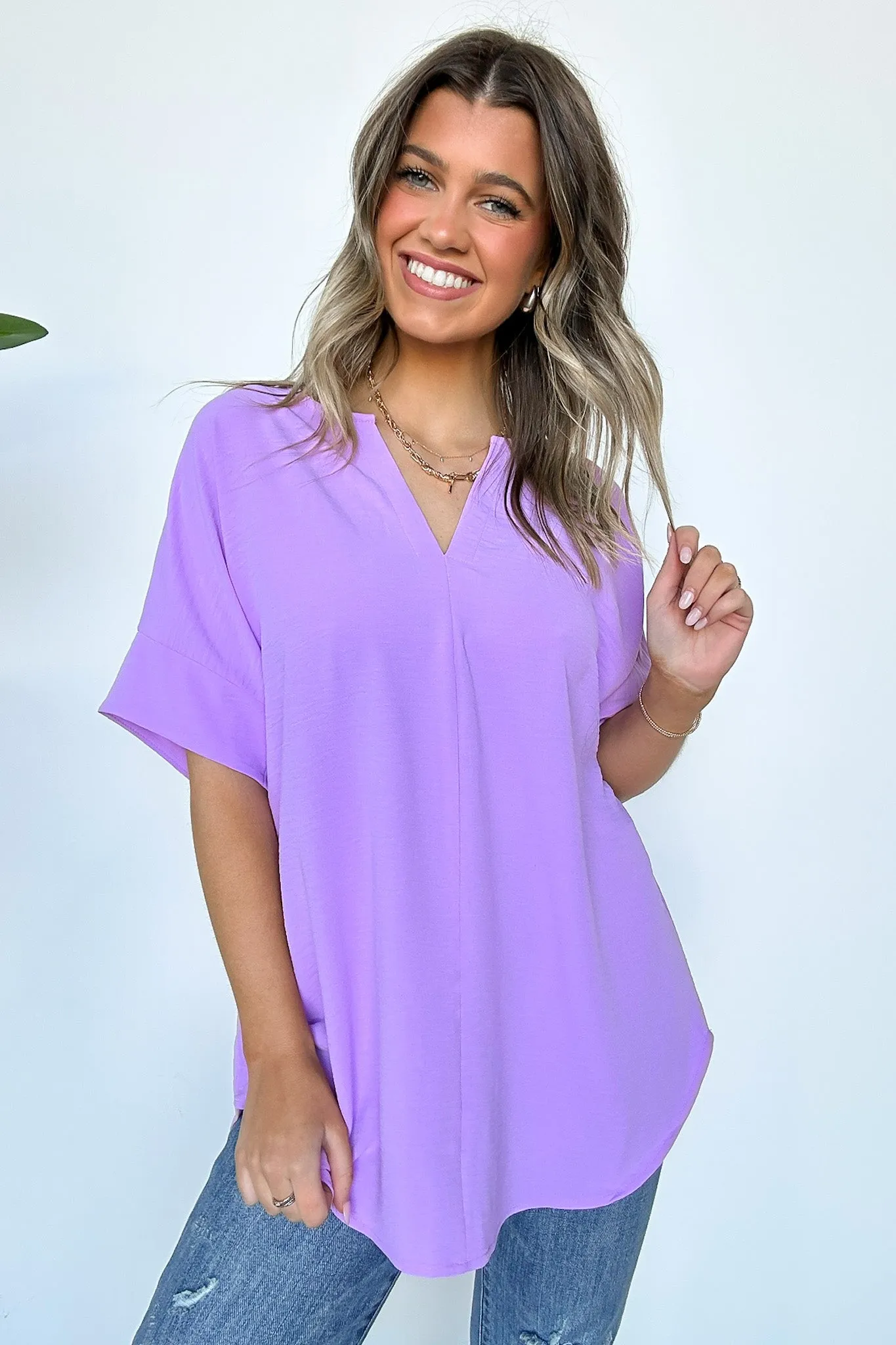 Brayan Split V-Neck Flowy Top - BACK IN STOCK