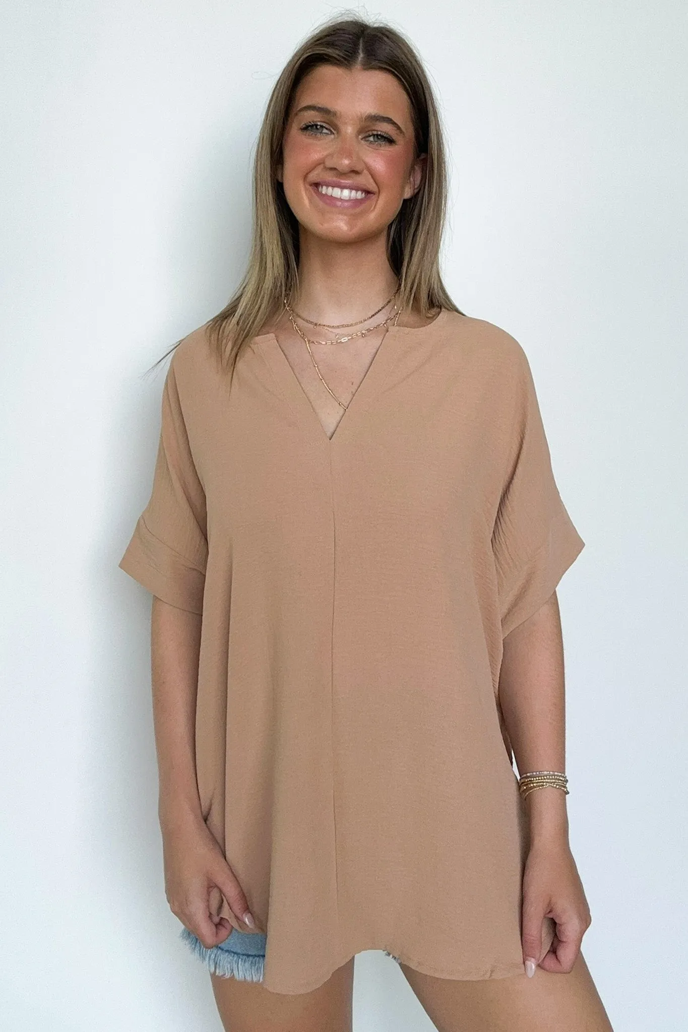 Brayan Split V-Neck Flowy Top - BACK IN STOCK