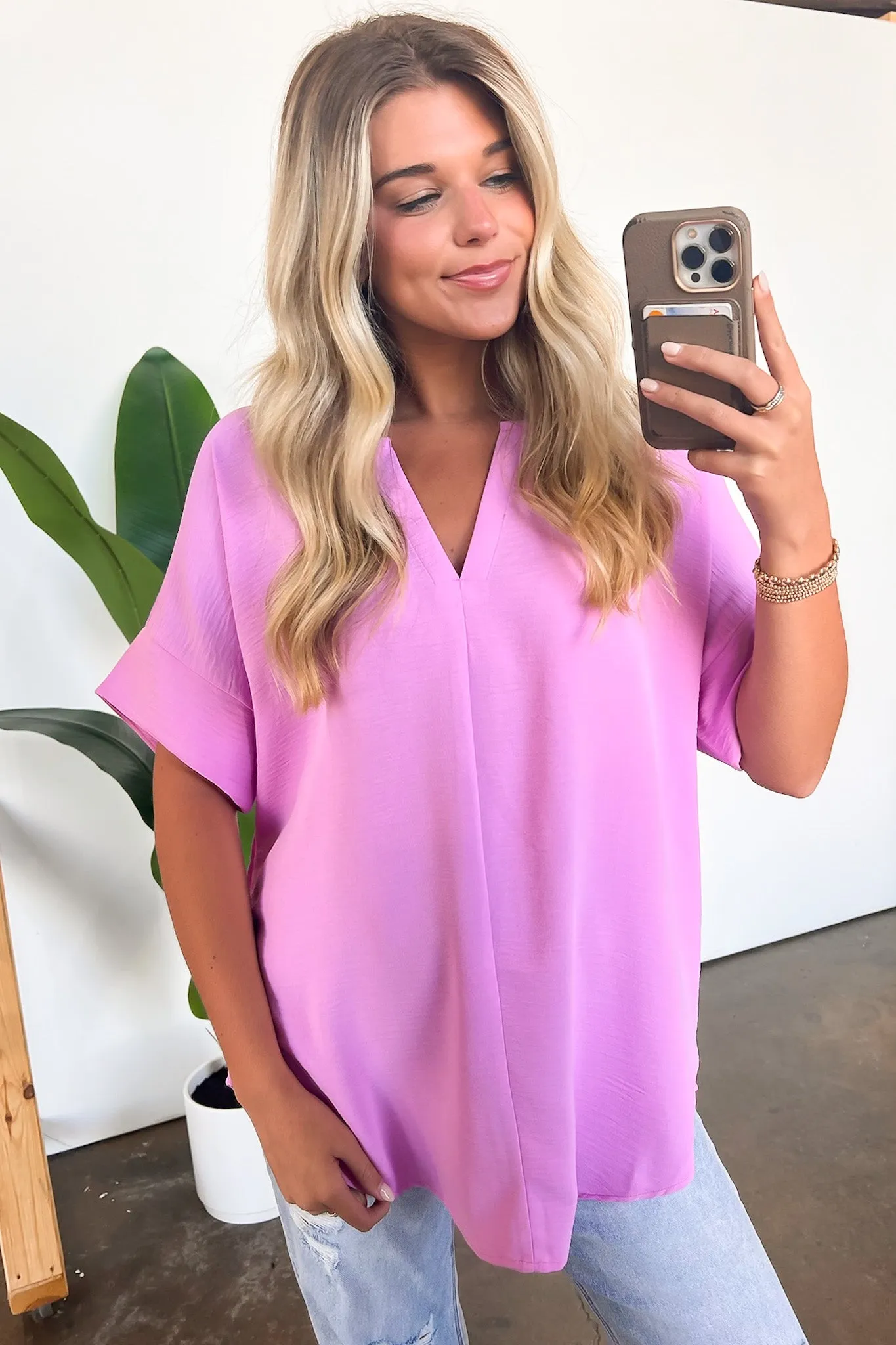 Brayan Split V-Neck Flowy Top - BACK IN STOCK