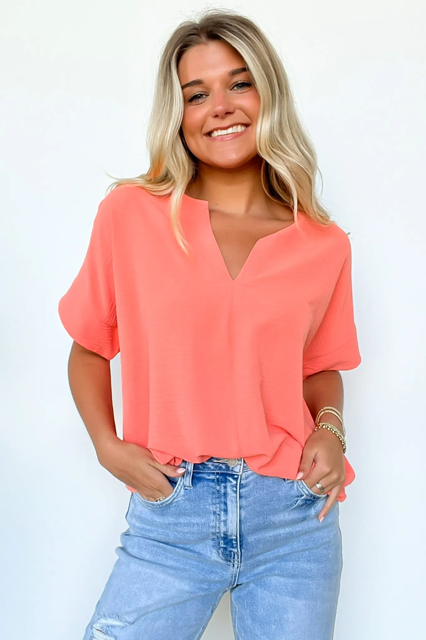 Brayan Split V-Neck Flowy Top - BACK IN STOCK