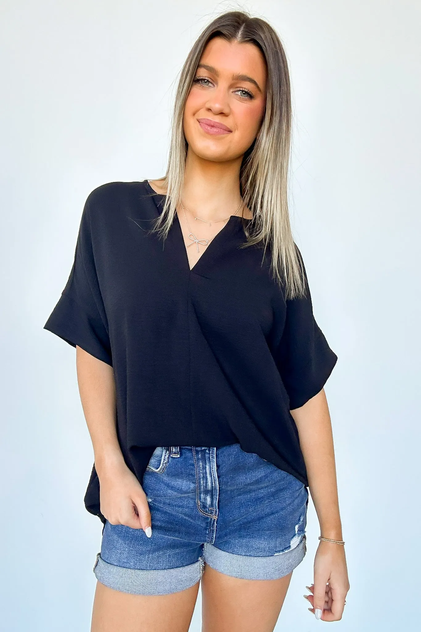 Brayan Split V-Neck Flowy Top - BACK IN STOCK
