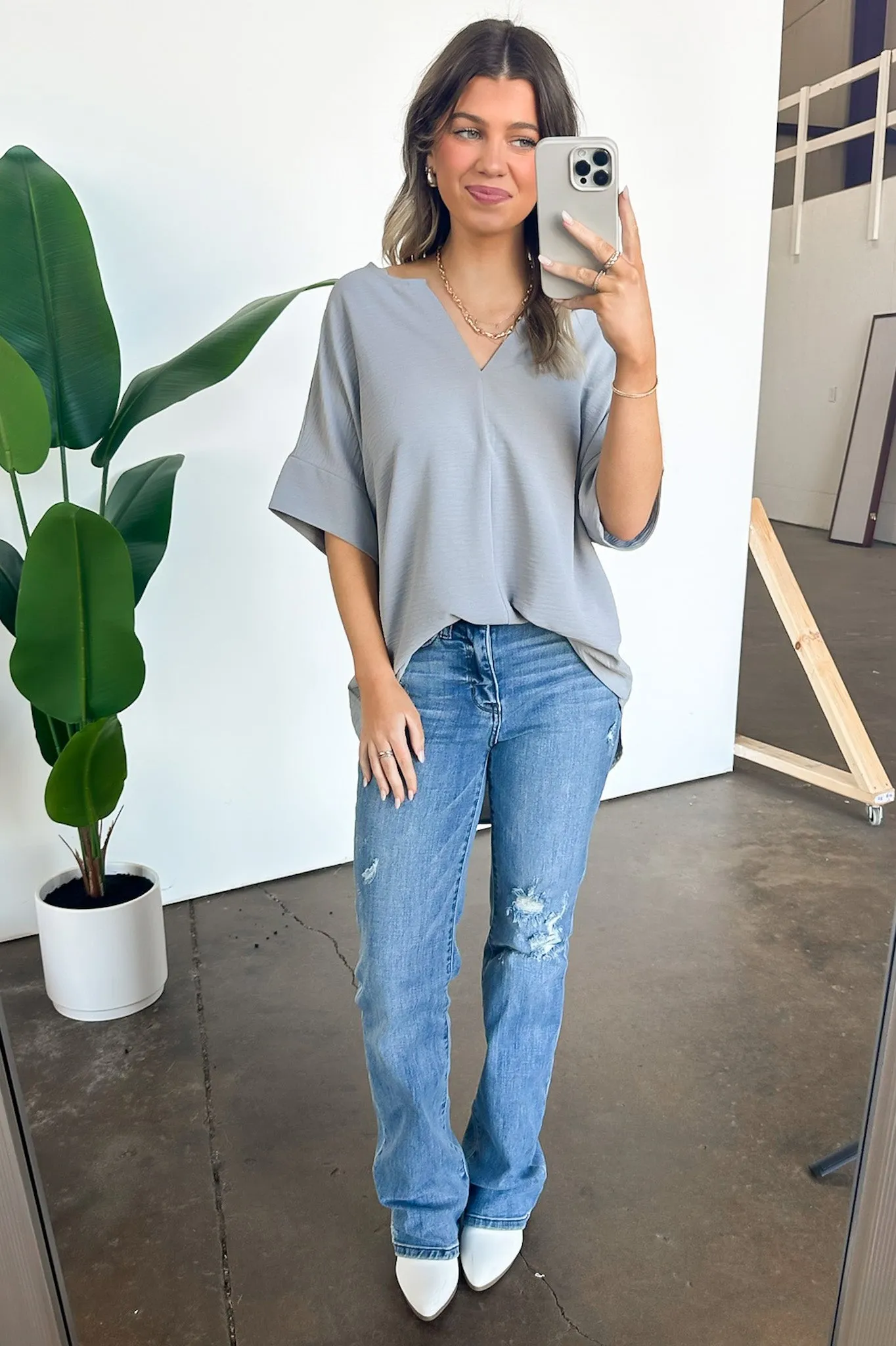 Brayan Split V-Neck Flowy Top - BACK IN STOCK