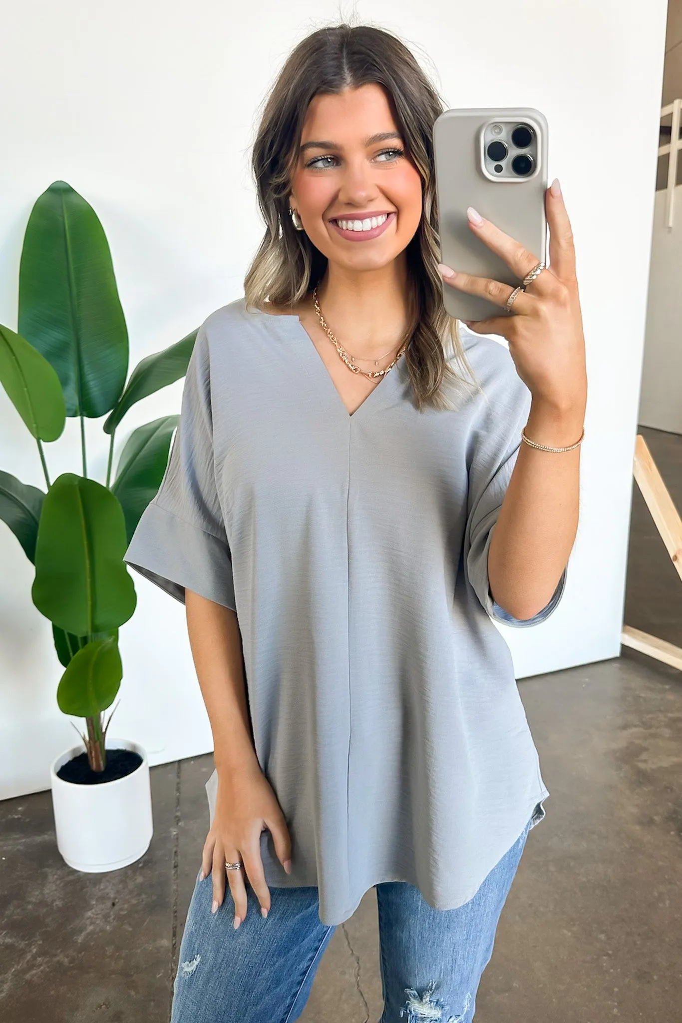 Brayan Split V-Neck Flowy Top - BACK IN STOCK