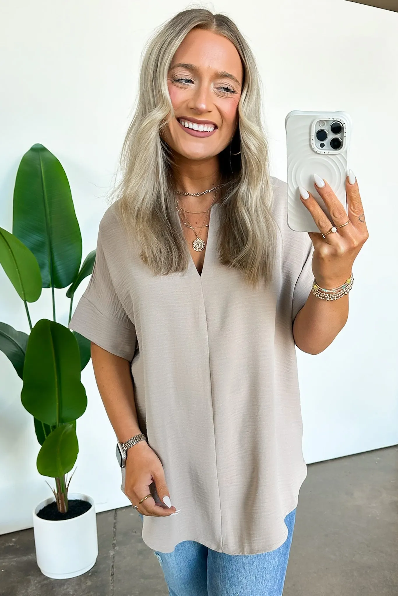 Brayan Split V-Neck Flowy Top - BACK IN STOCK