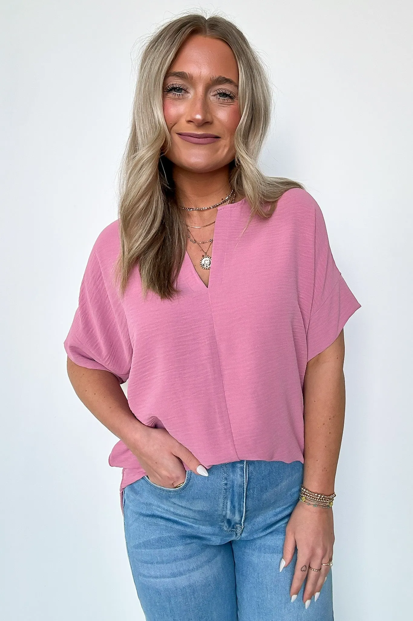 Brayan Split V-Neck Flowy Top - BACK IN STOCK