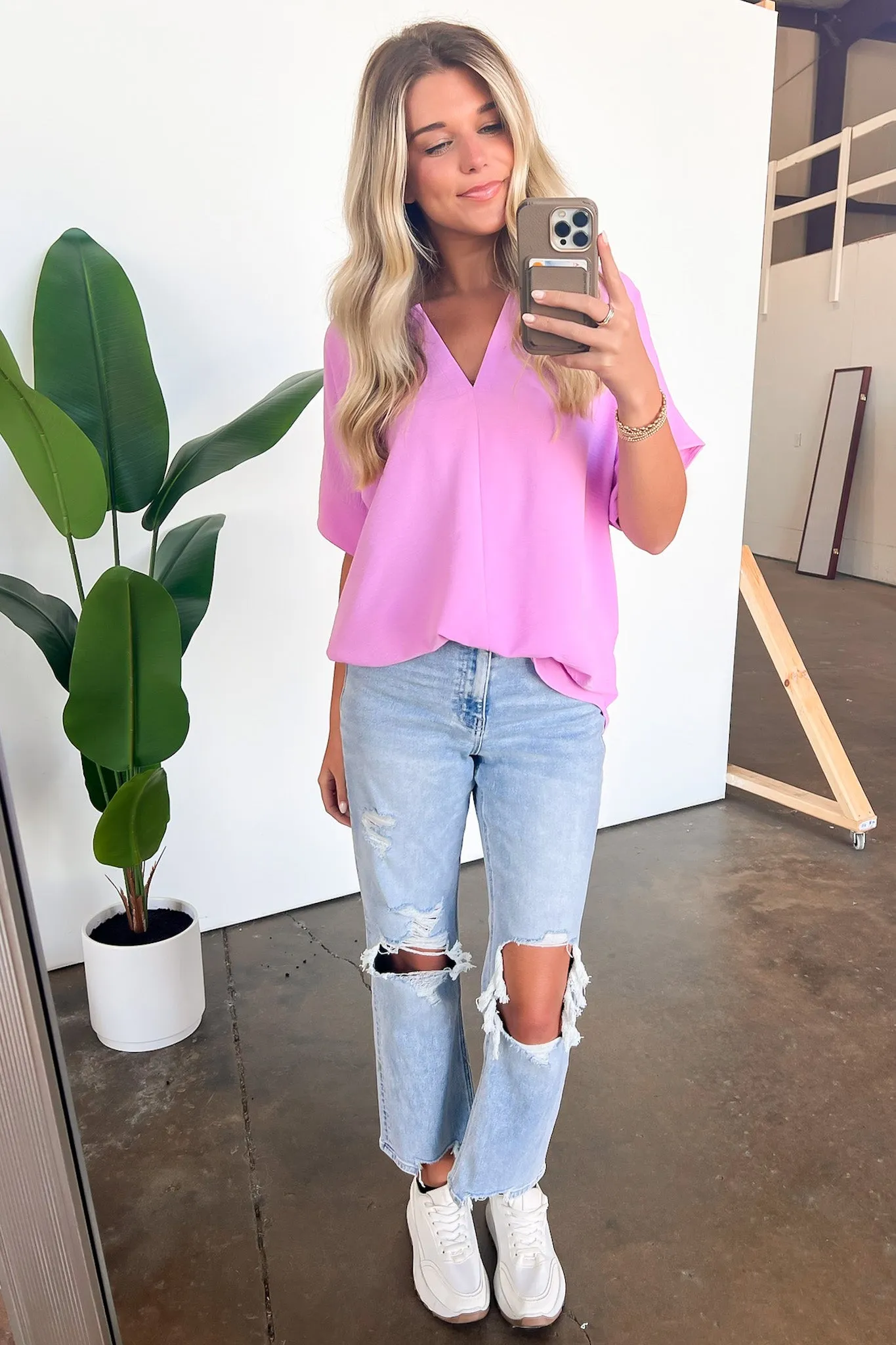 Brayan Split V-Neck Flowy Top - BACK IN STOCK
