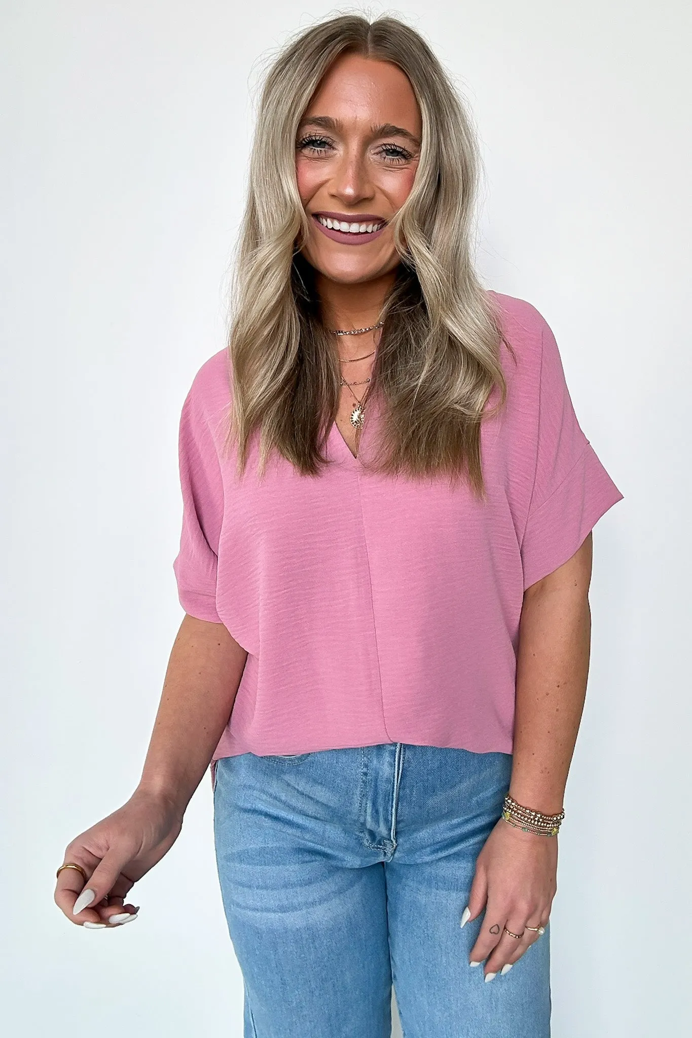 Brayan Split V-Neck Flowy Top - BACK IN STOCK