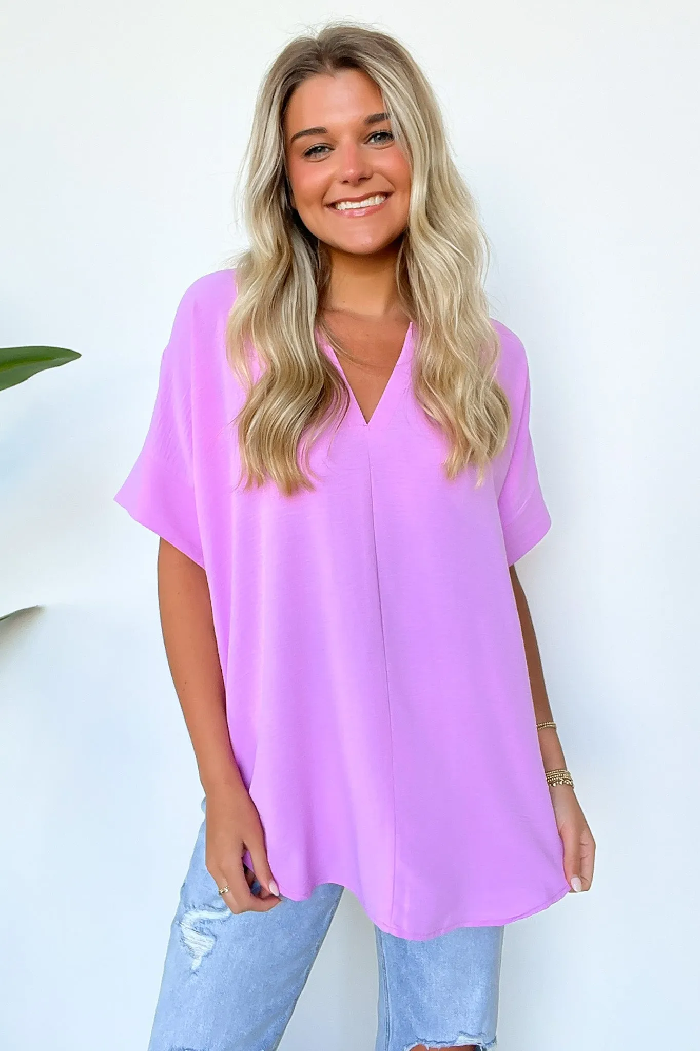 Brayan Split V-Neck Flowy Top - BACK IN STOCK