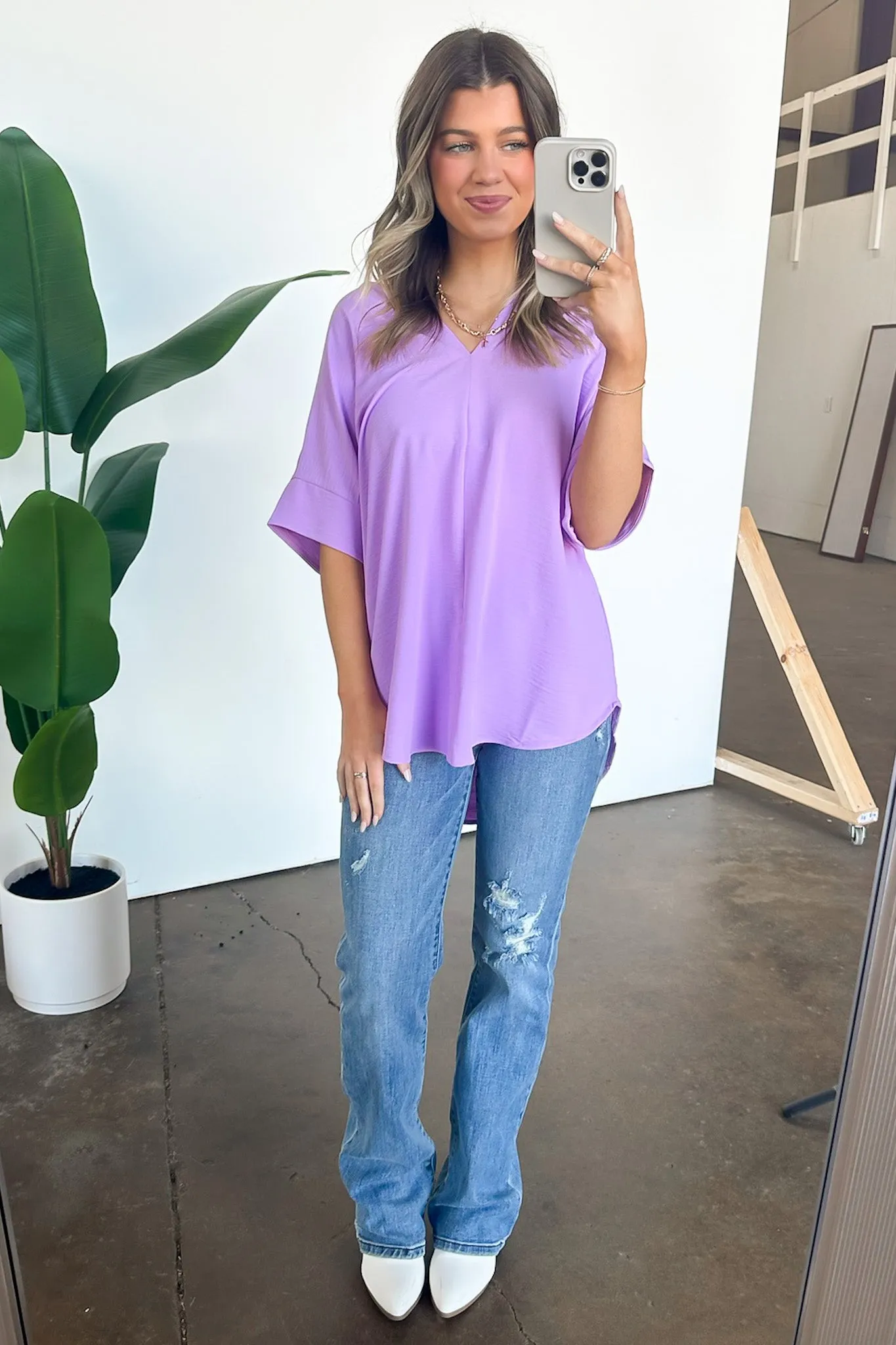 Brayan Split V-Neck Flowy Top - BACK IN STOCK