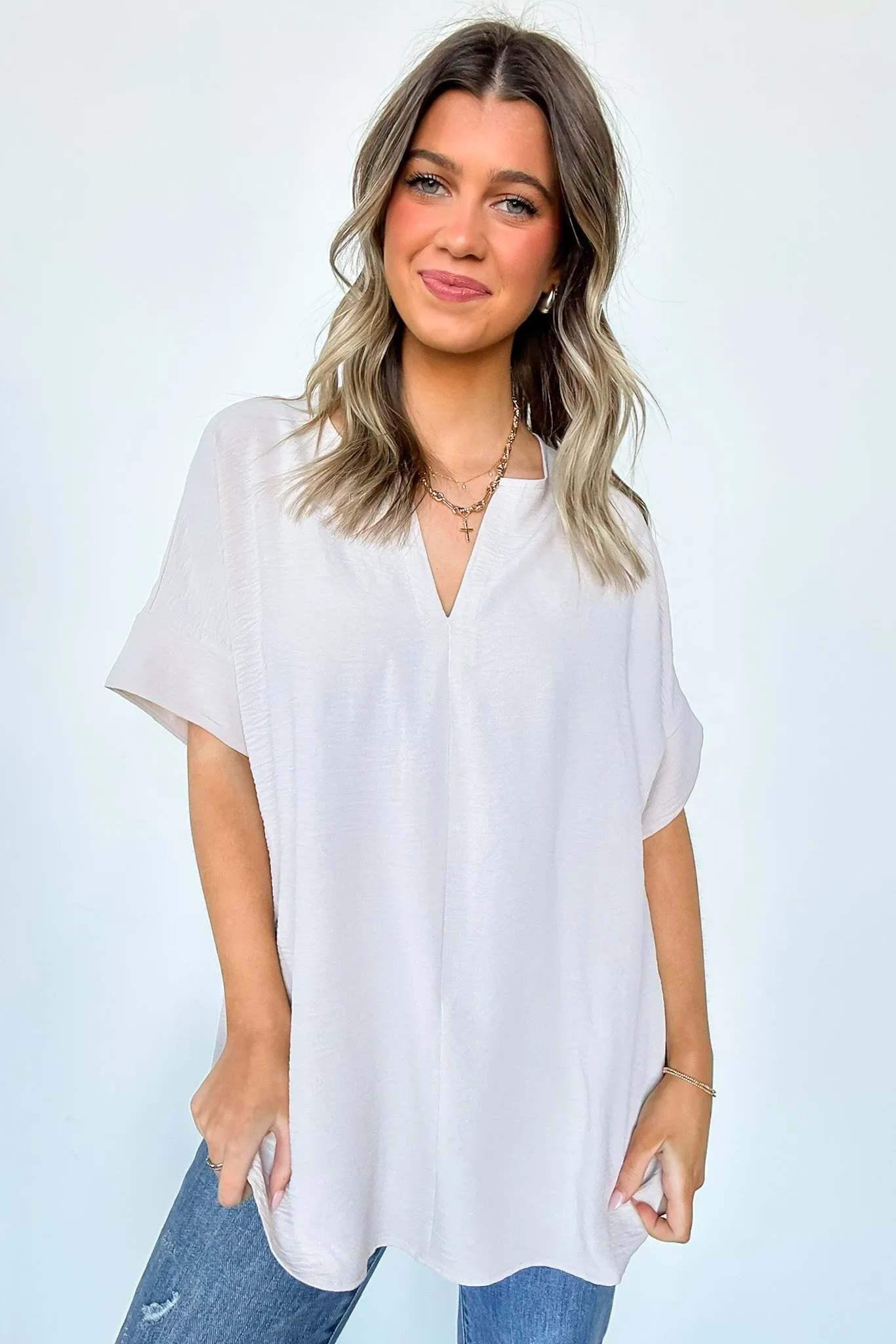 Brayan Split V-Neck Flowy Top - BACK IN STOCK
