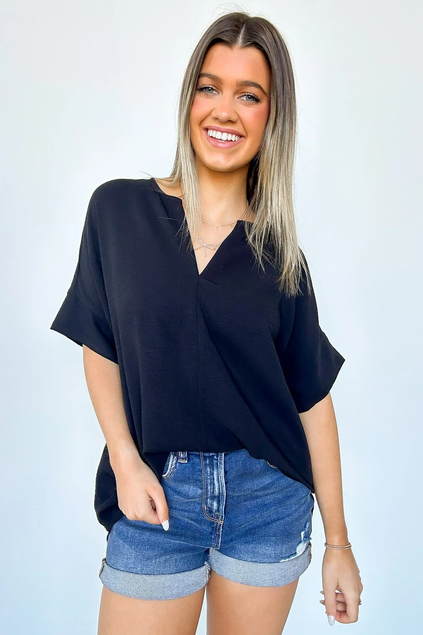 Brayan Split V-Neck Flowy Top - BACK IN STOCK