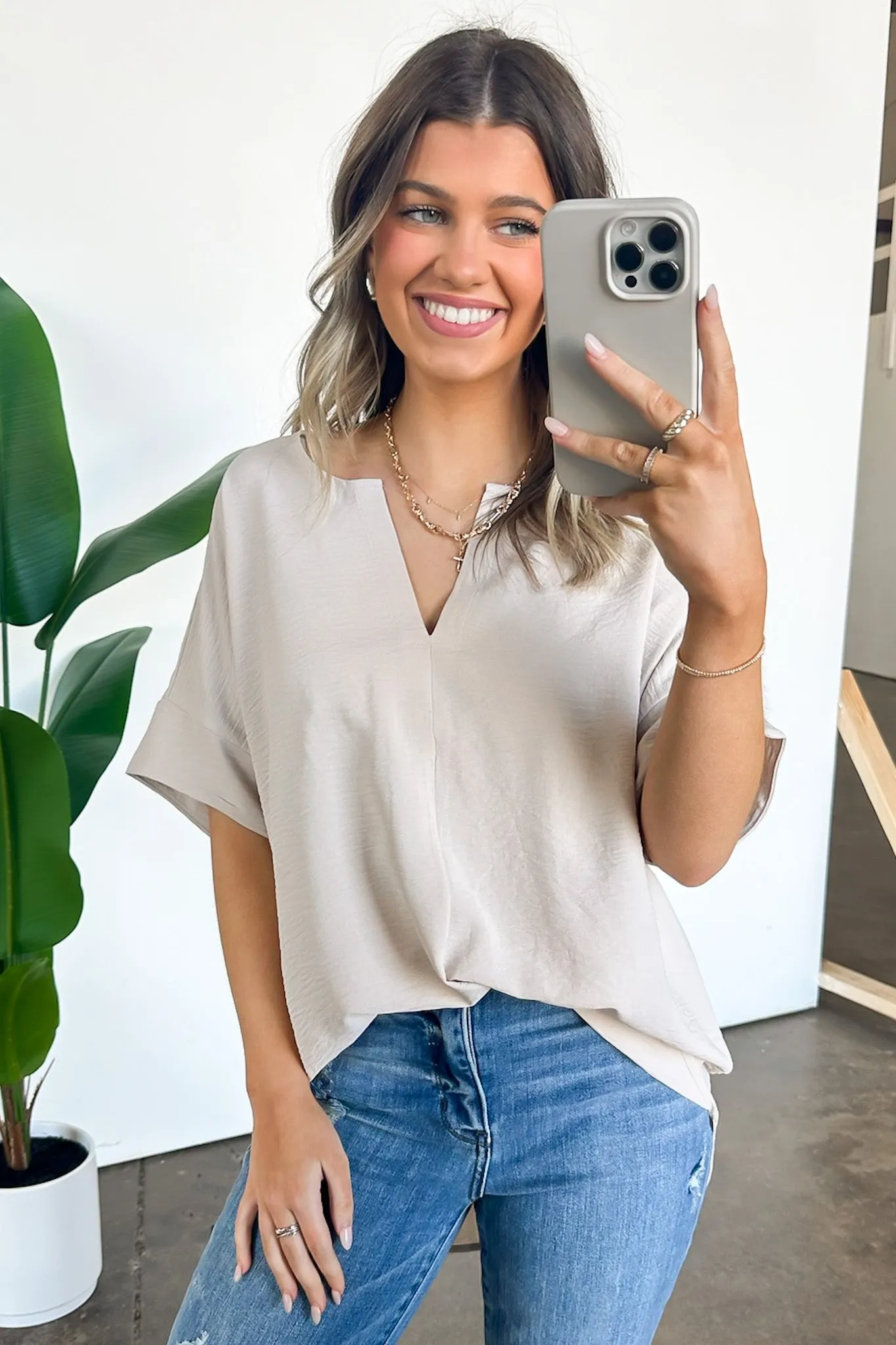 Brayan Split V-Neck Flowy Top - BACK IN STOCK