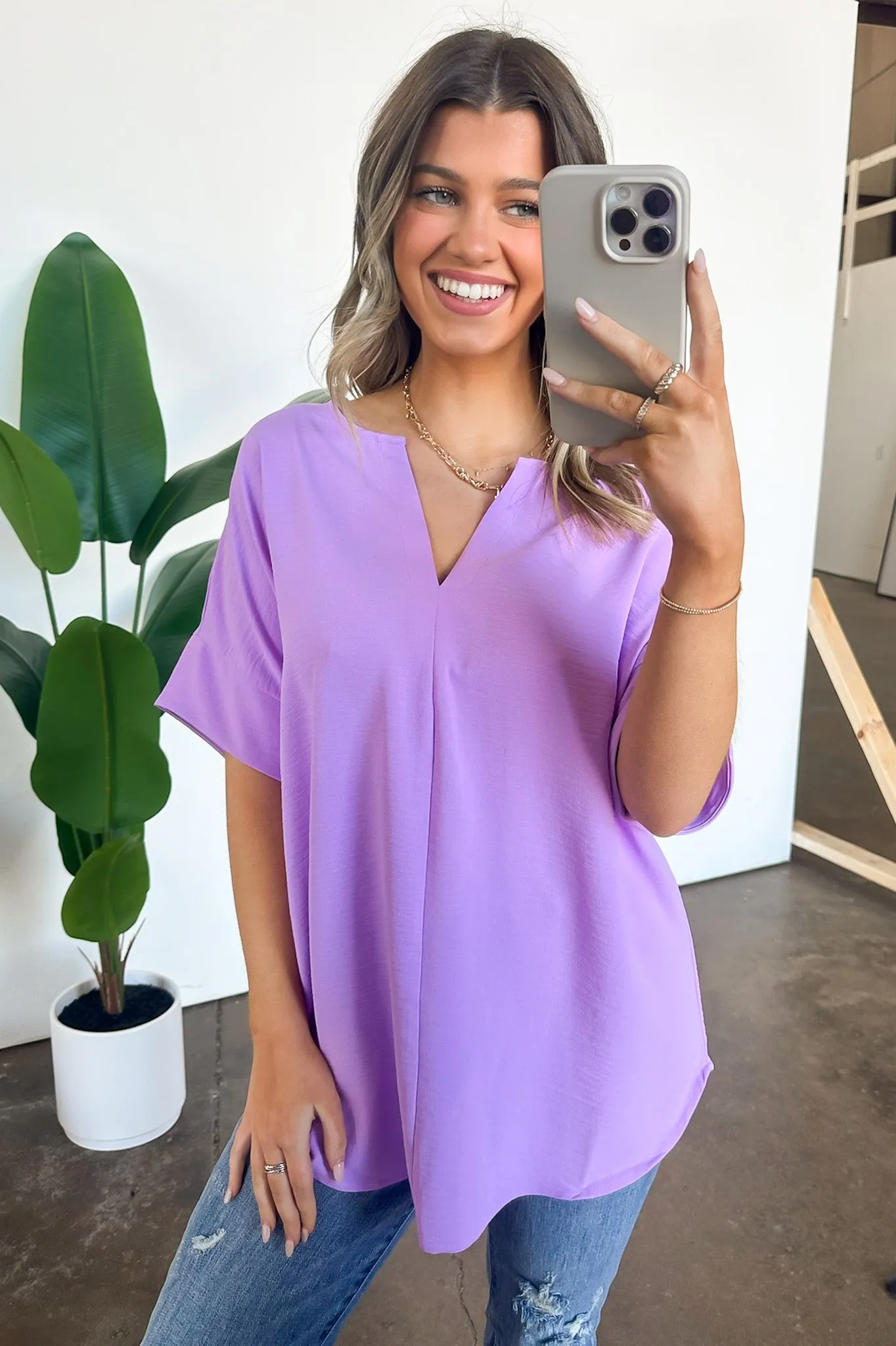 Brayan Split V-Neck Flowy Top - BACK IN STOCK