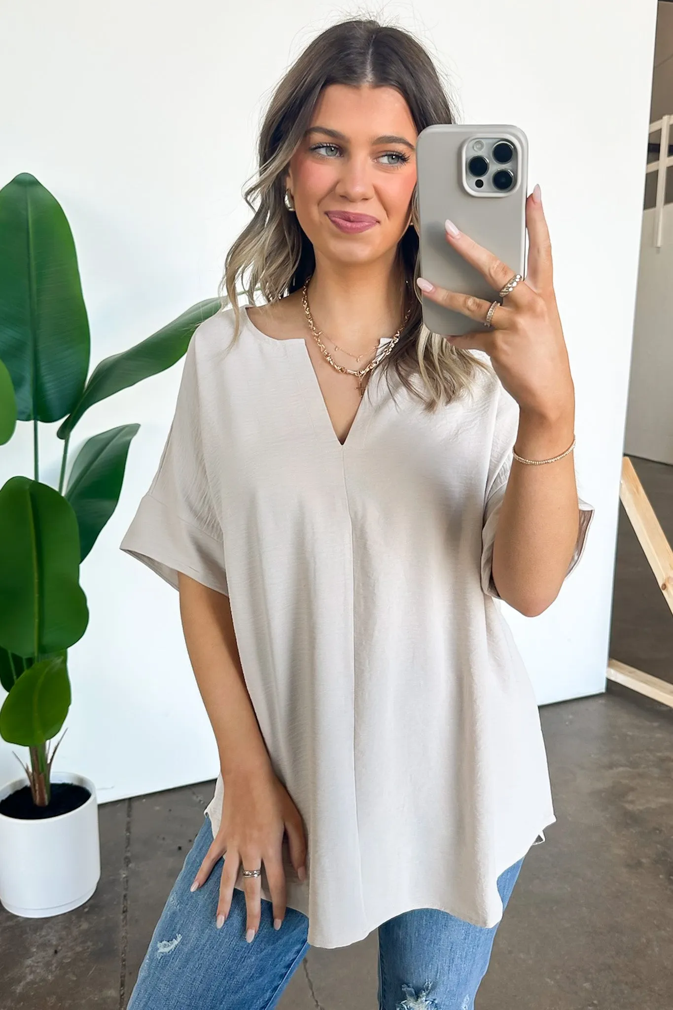 Brayan Split V-Neck Flowy Top - BACK IN STOCK