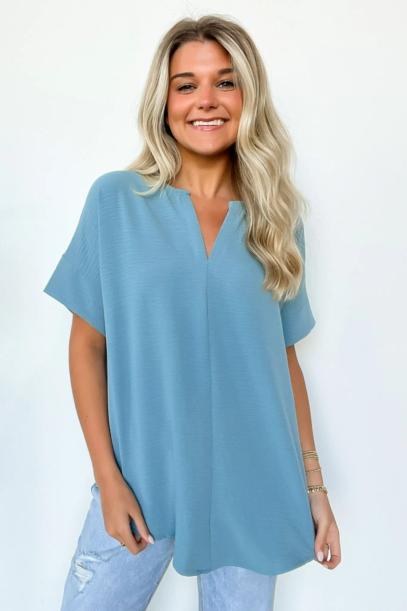 Brayan Split V-Neck Flowy Top - BACK IN STOCK