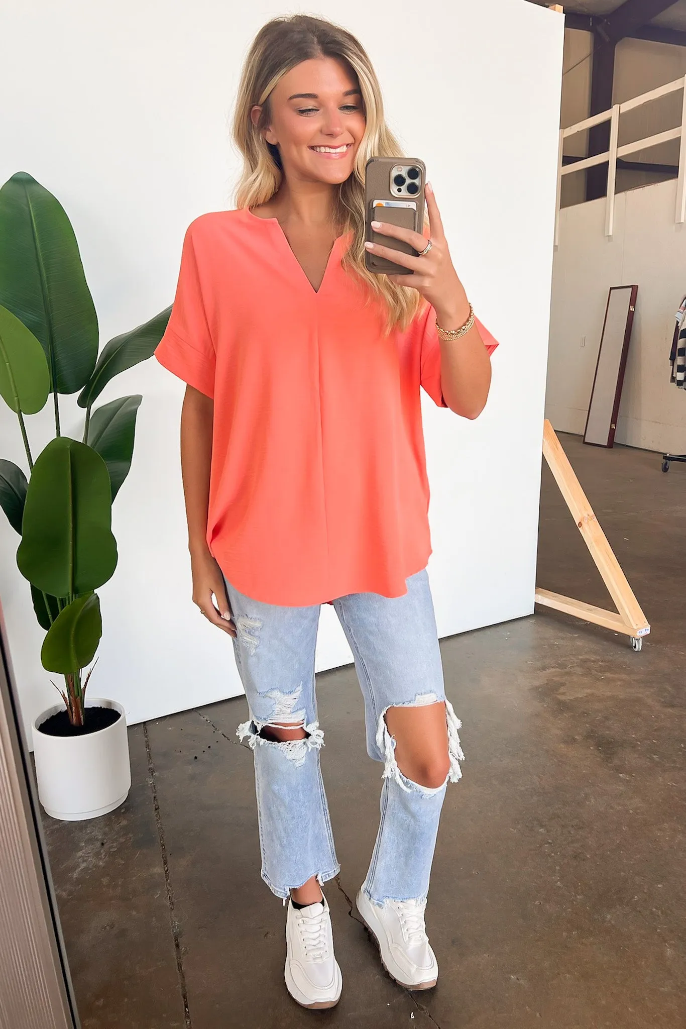 Brayan Split V-Neck Flowy Top - BACK IN STOCK