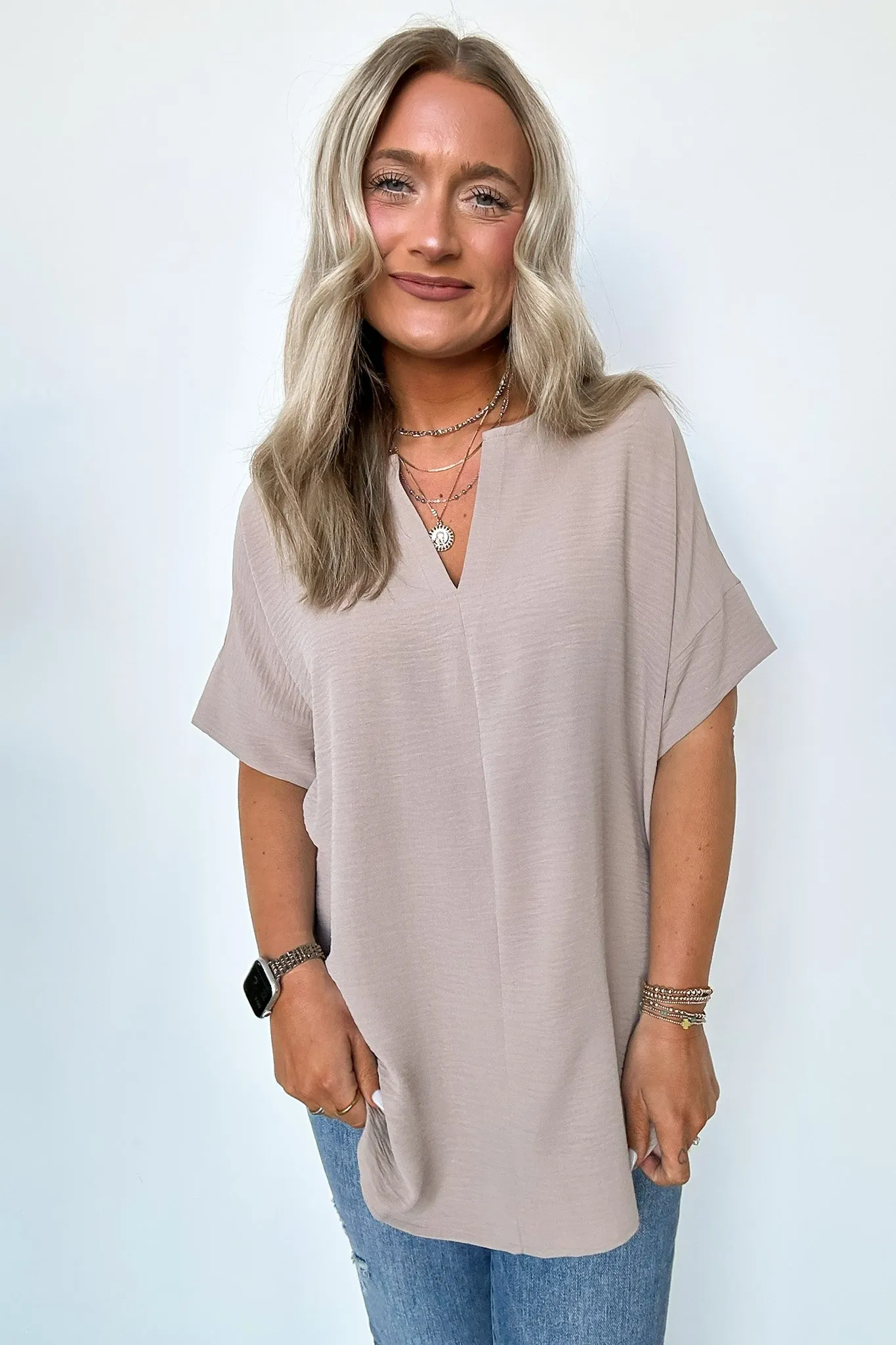 Brayan Split V-Neck Flowy Top - BACK IN STOCK