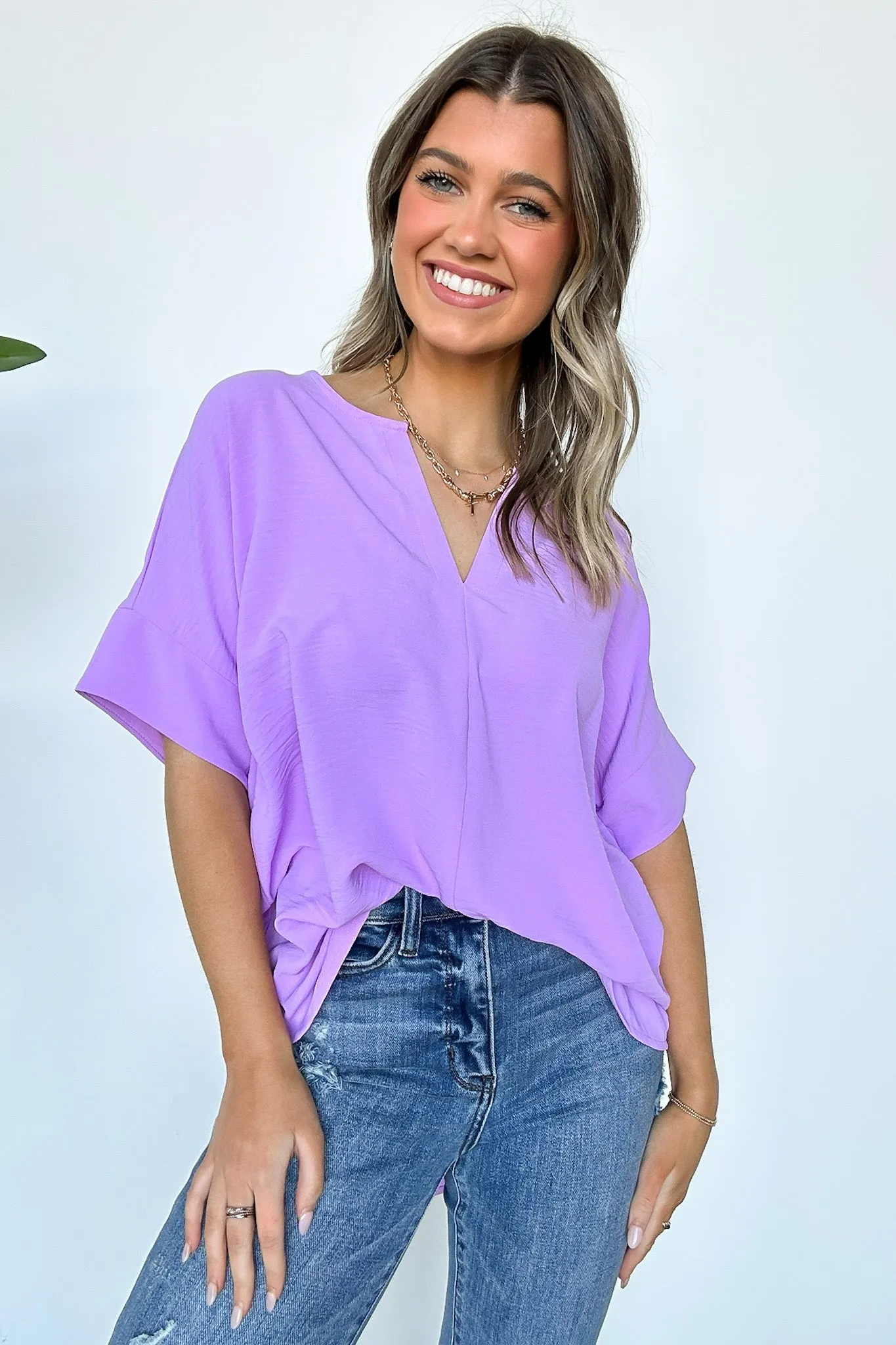 Brayan Split V-Neck Flowy Top - BACK IN STOCK