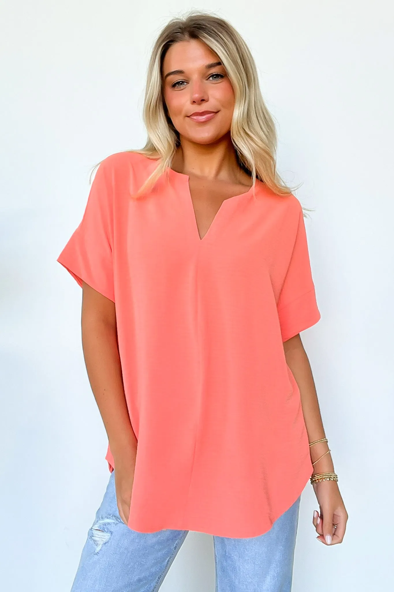 Brayan Split V-Neck Flowy Top - BACK IN STOCK
