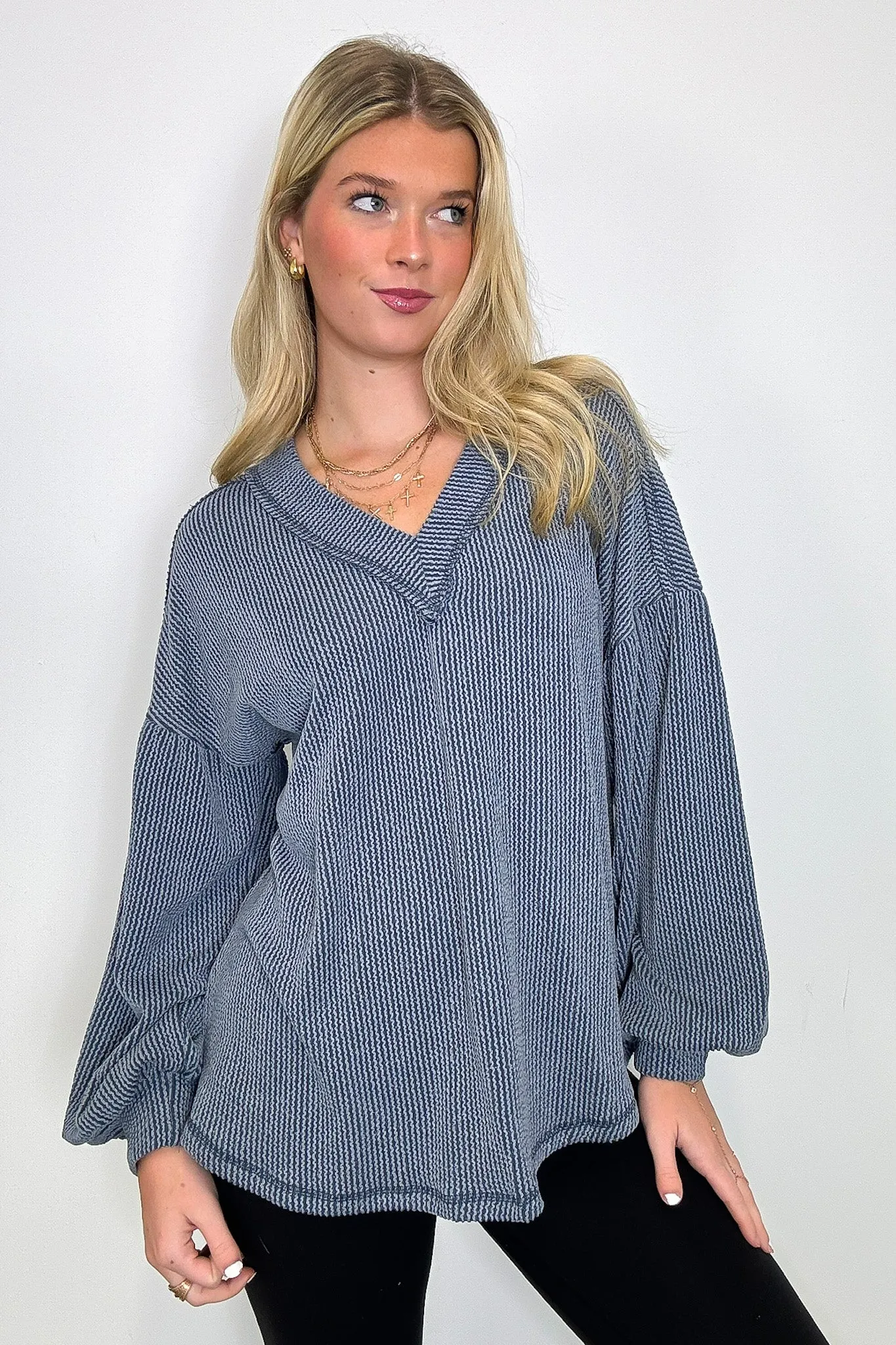 Breanne Rib Knit V-Neck Top