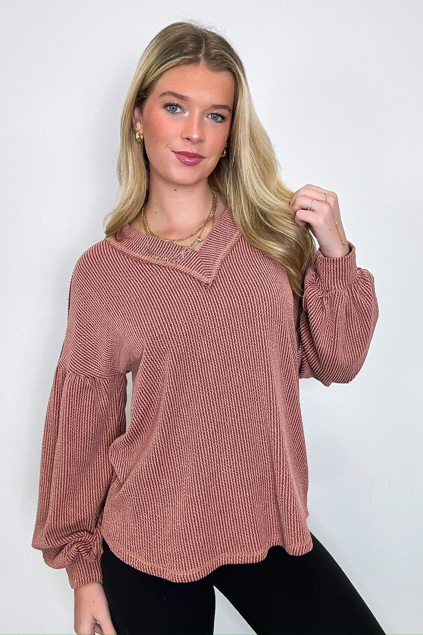 Breanne Rib Knit V-Neck Top