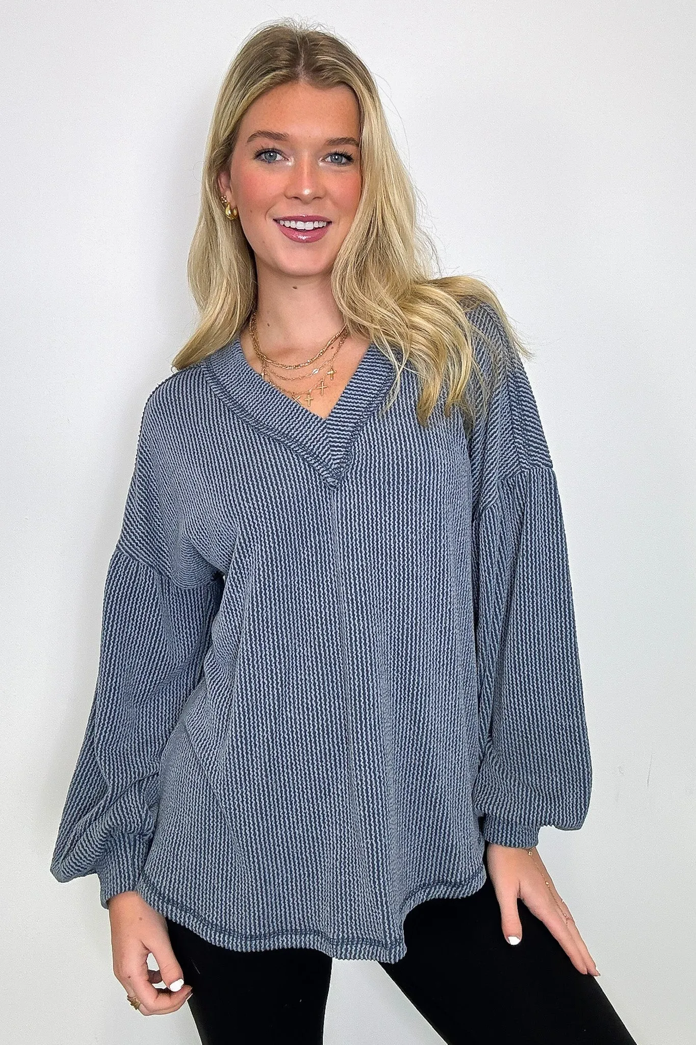 Breanne Rib Knit V-Neck Top