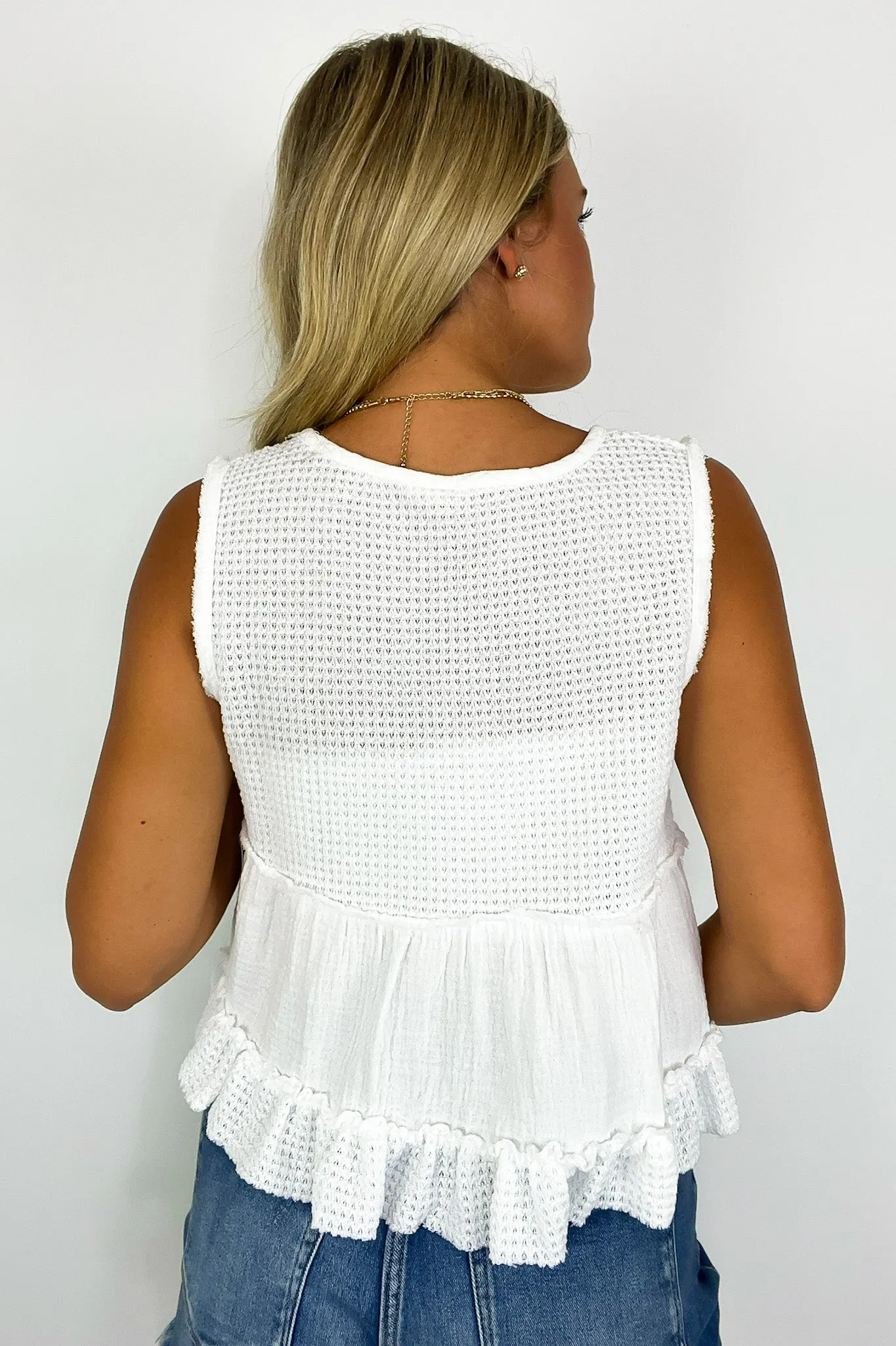 Breeze By V-Neck Ruffle Tank Top - BACK IN STOCK
