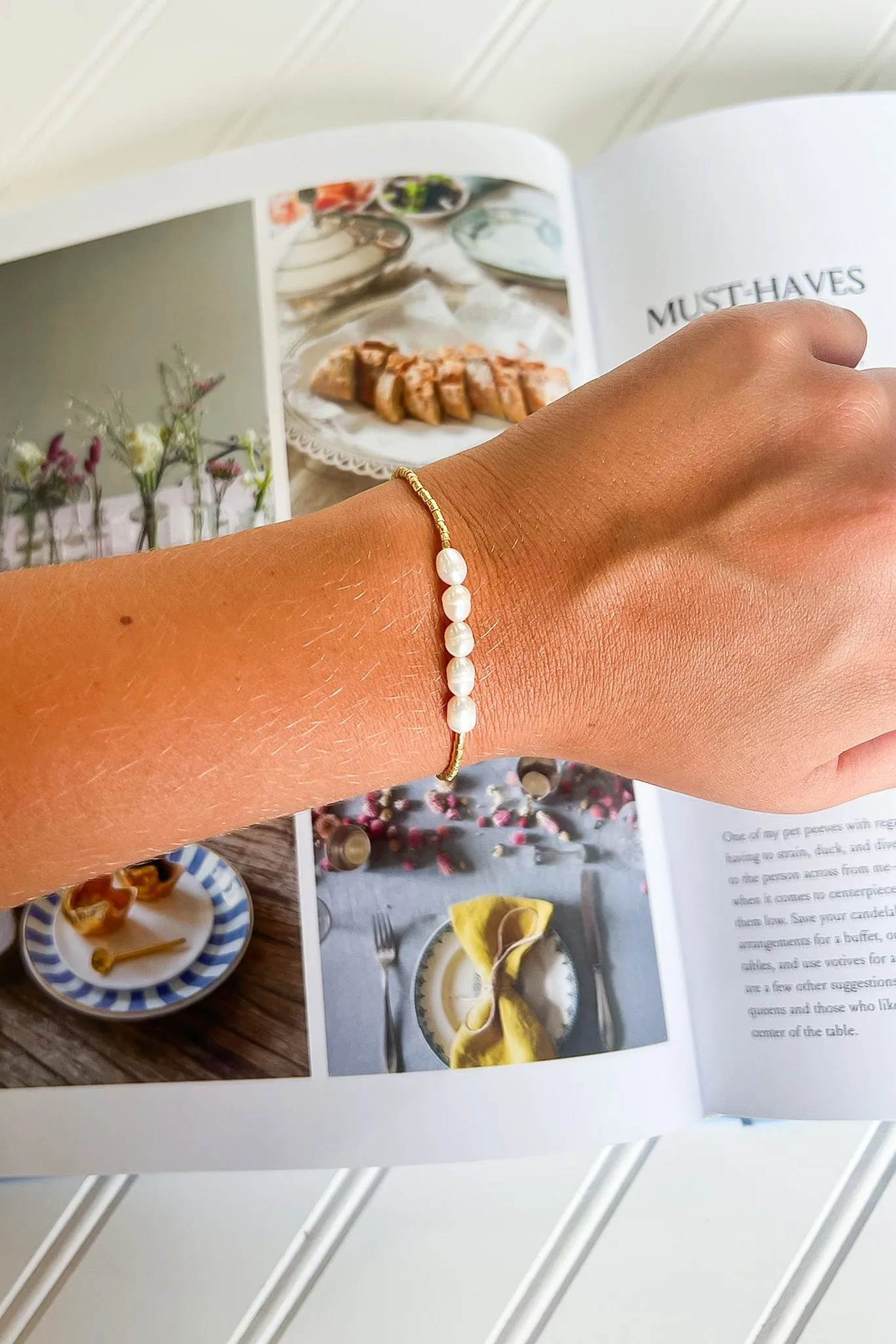 Cailyn Dainty Pearl Beaded Adjustable Bracelet