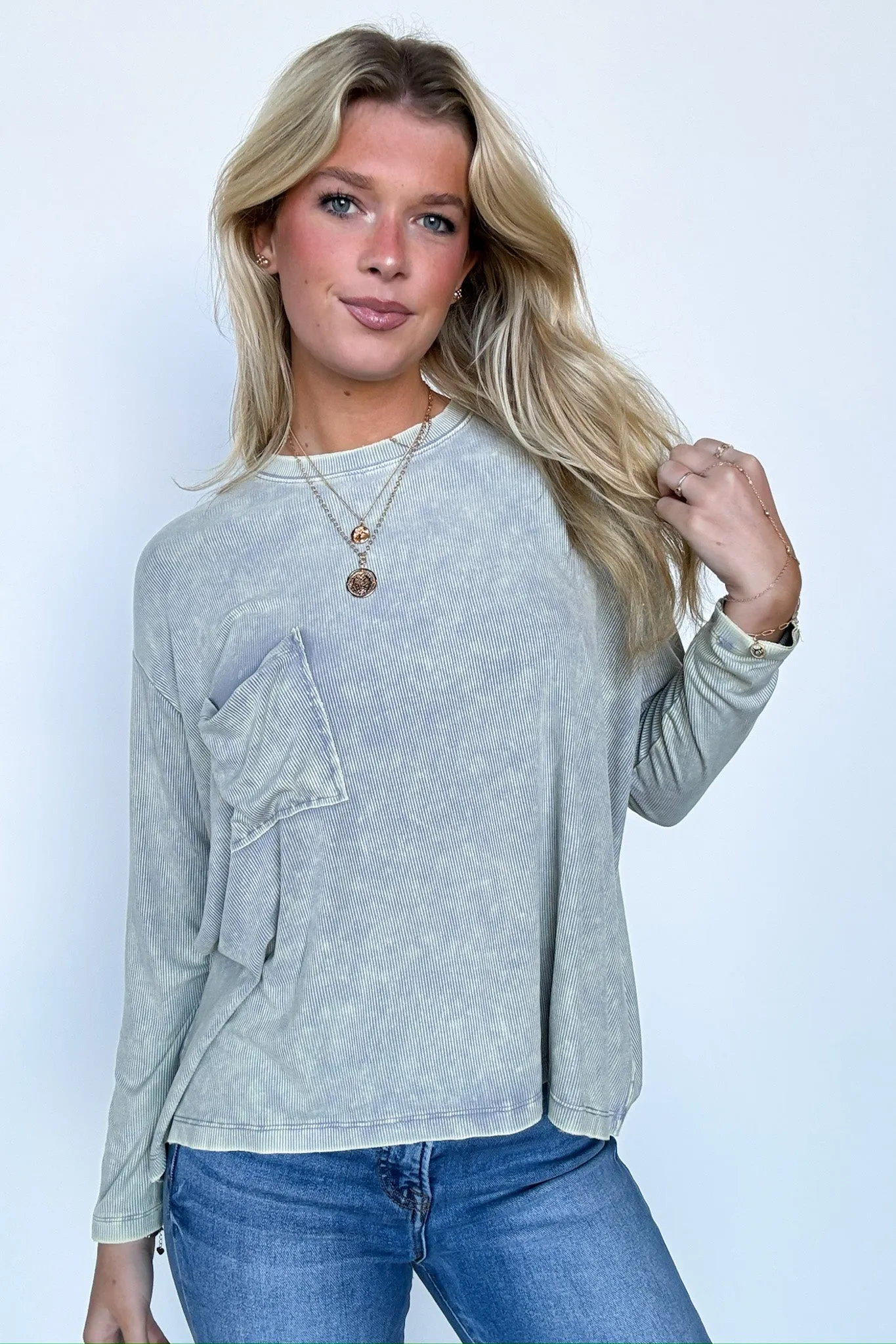 Caliana Washed Dolman Sleeve Pocket Top - BACK IN STOCK