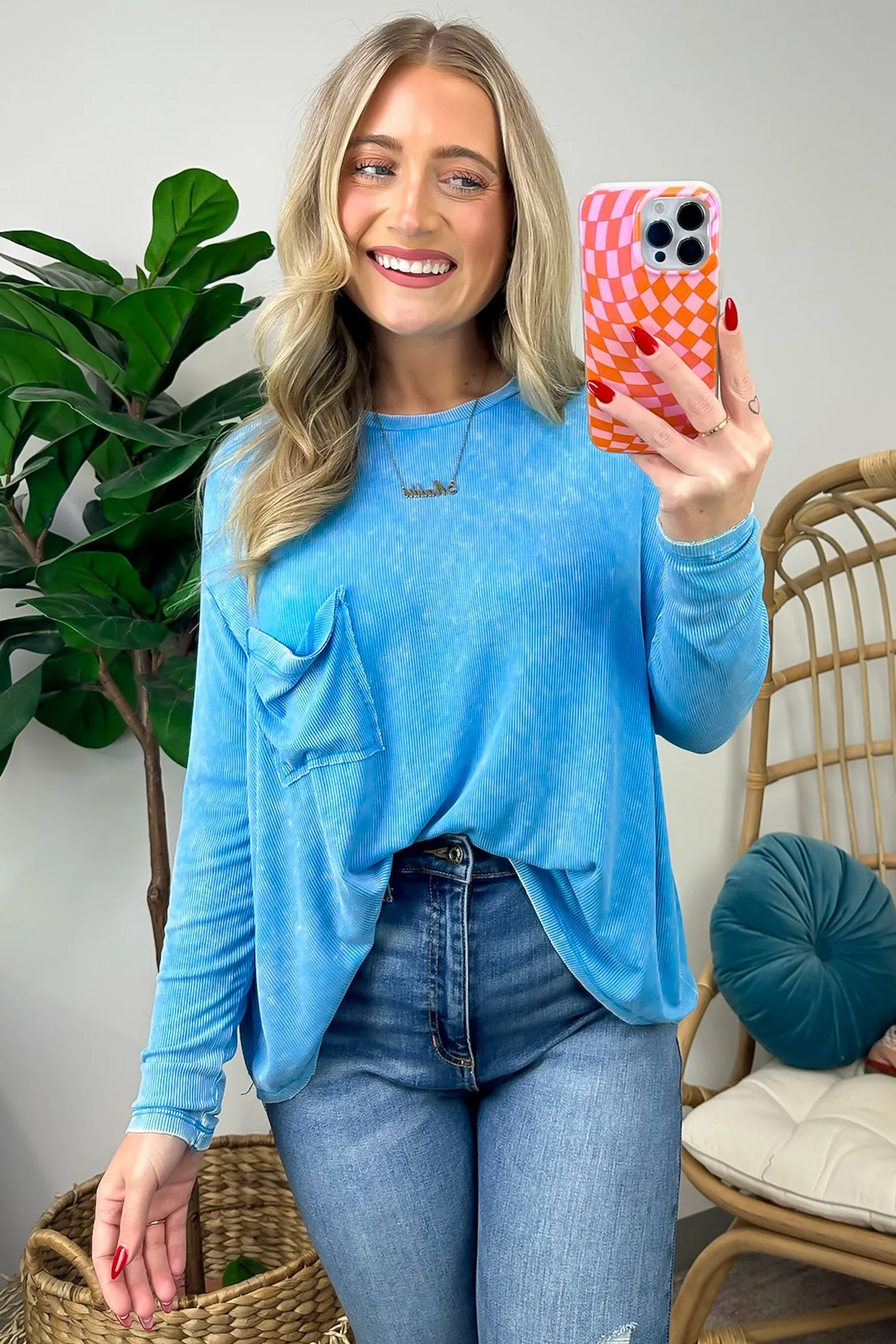 Caliana Washed Dolman Sleeve Pocket Top - BACK IN STOCK