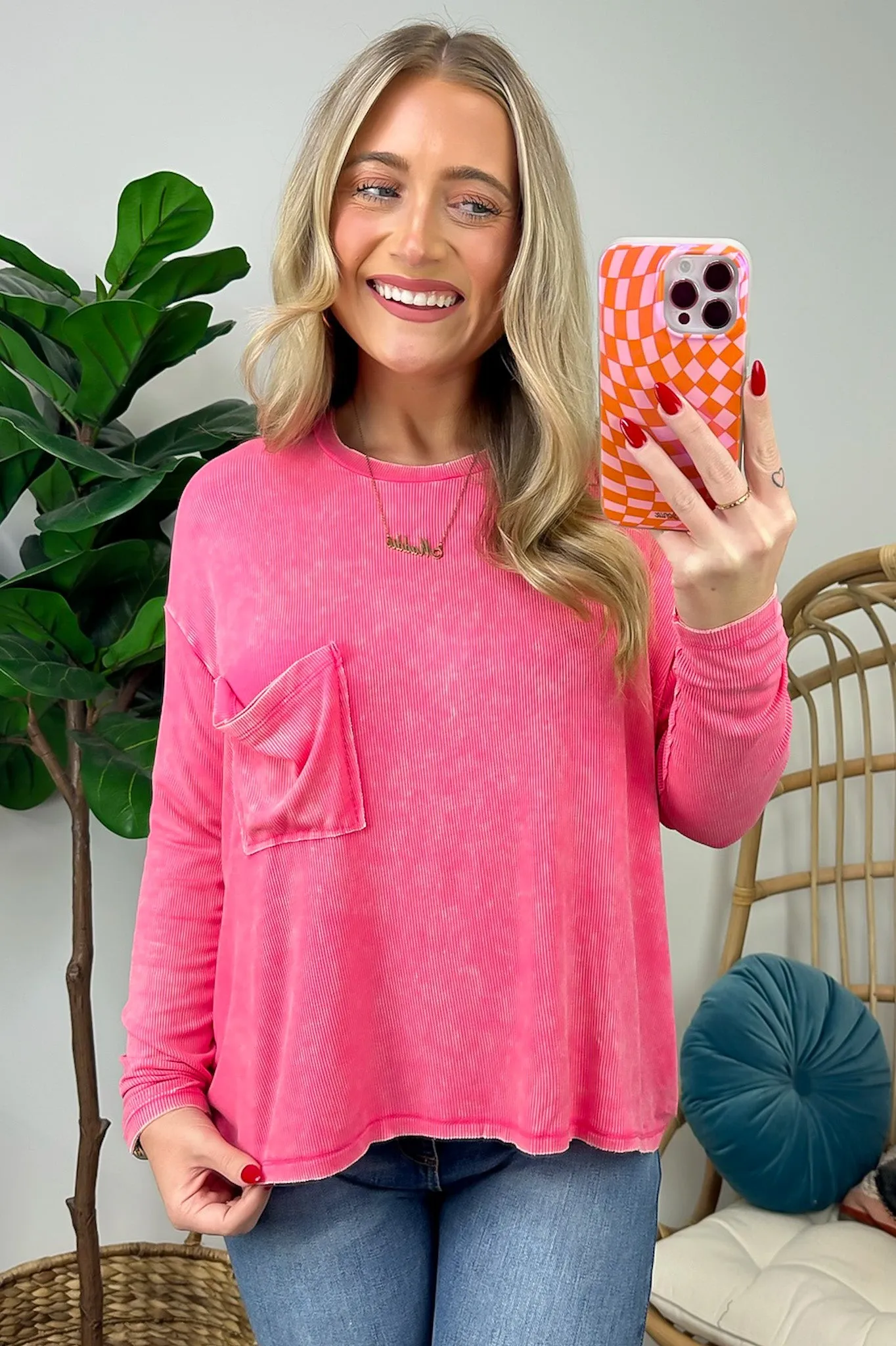 Caliana Washed Dolman Sleeve Pocket Top - BACK IN STOCK