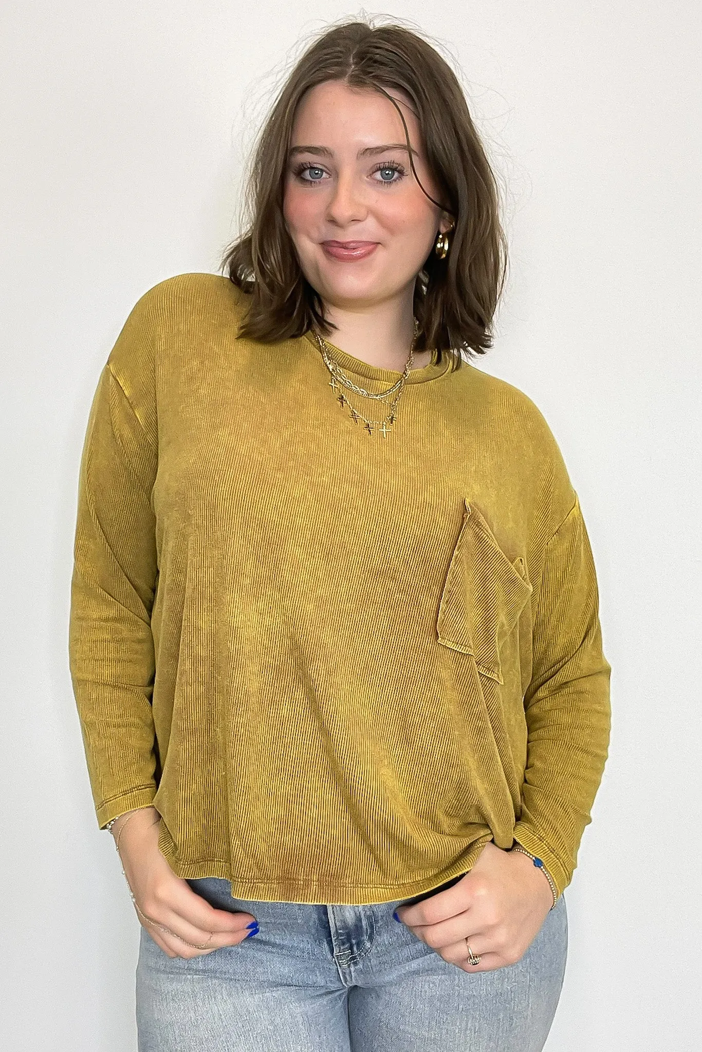 Caliana Washed Dolman Sleeve Pocket Top - BACK IN STOCK