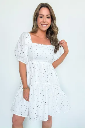 Calista Square Neck Dot Dress