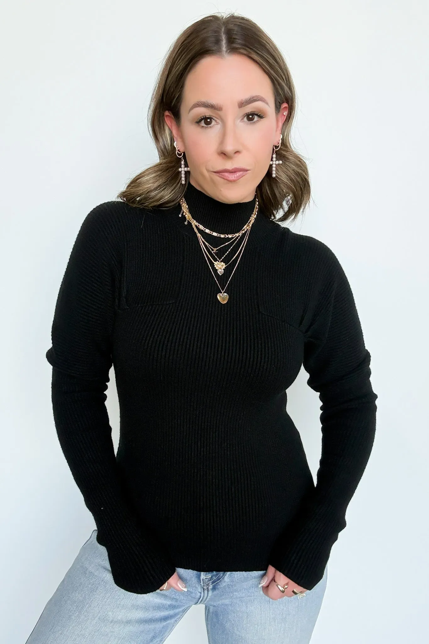 Camie Ribbed Mock Neck Sweater - FINAL SALE