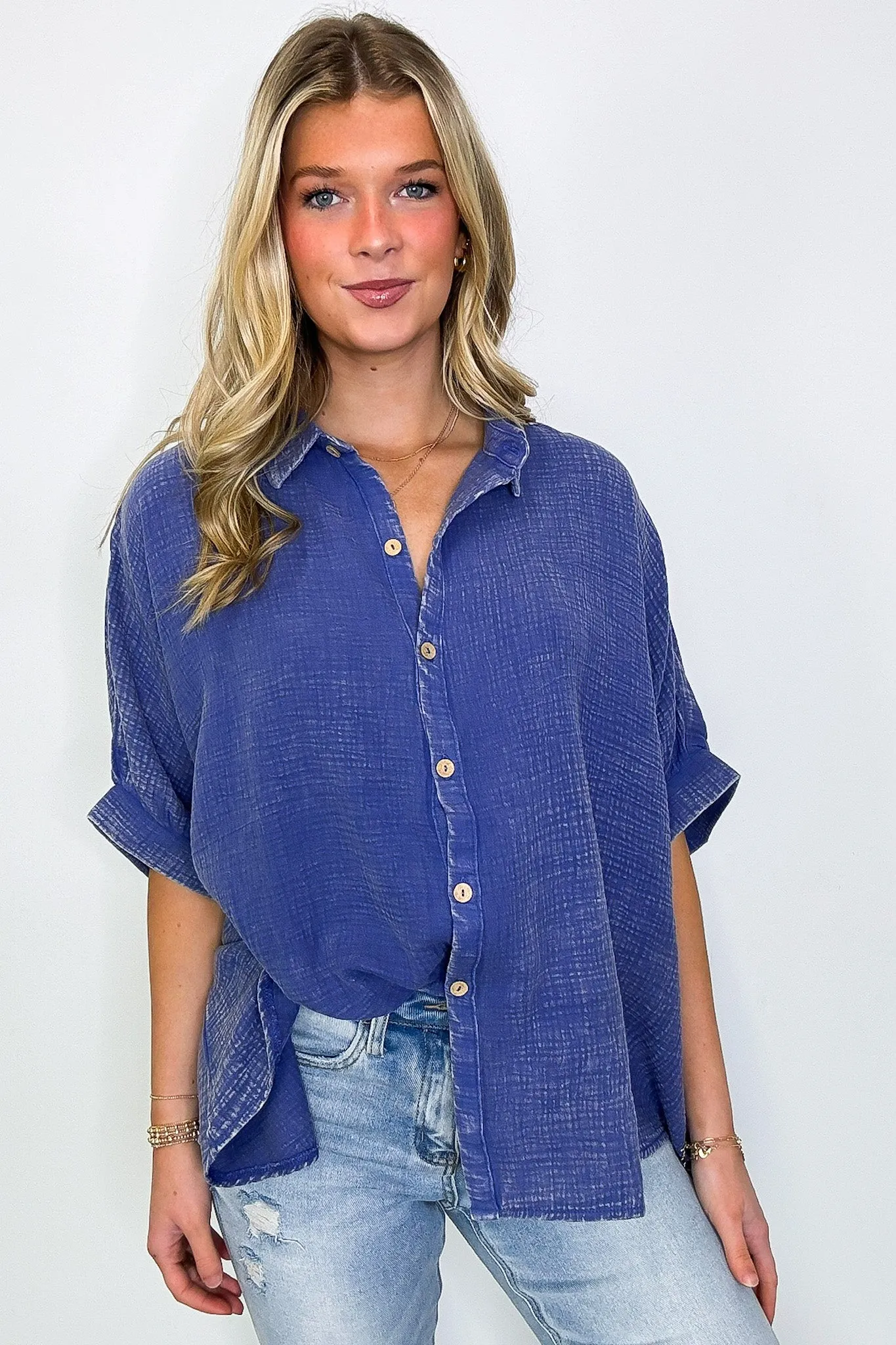 Carleen Washed Gauze Button Down Top - BACK IN STOCK