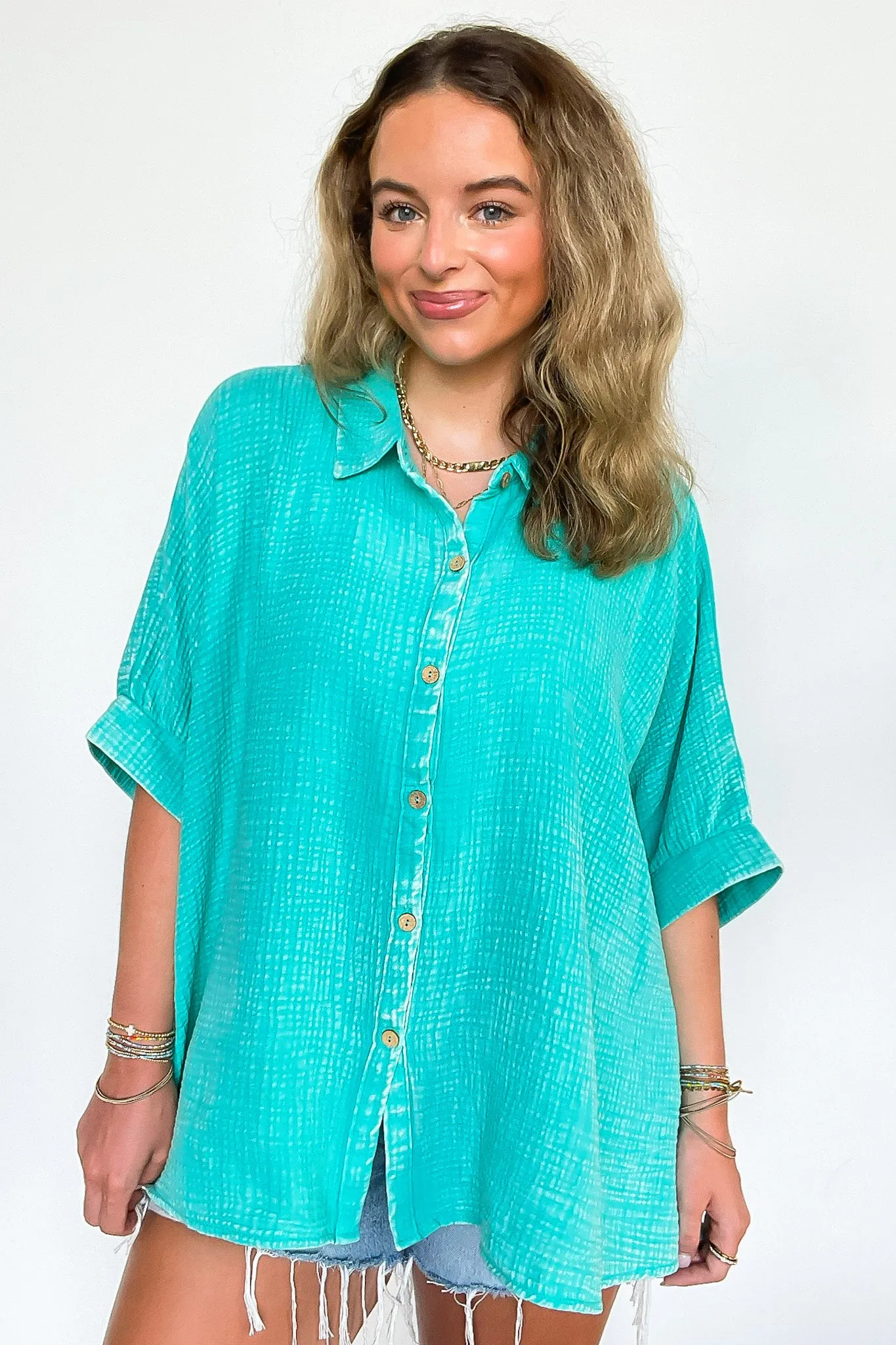 Carleen Washed Gauze Button Down Top - BACK IN STOCK
