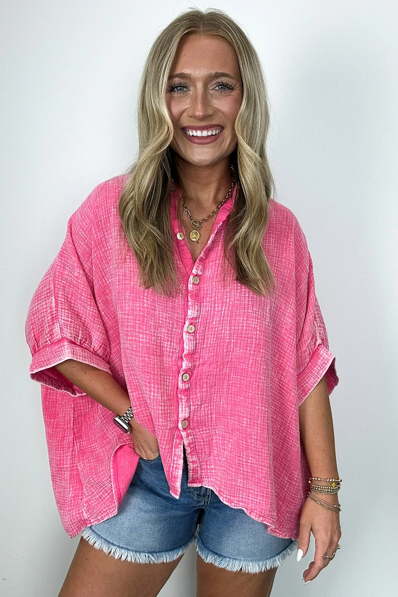 Carleen Washed Gauze Button Down Top - BACK IN STOCK